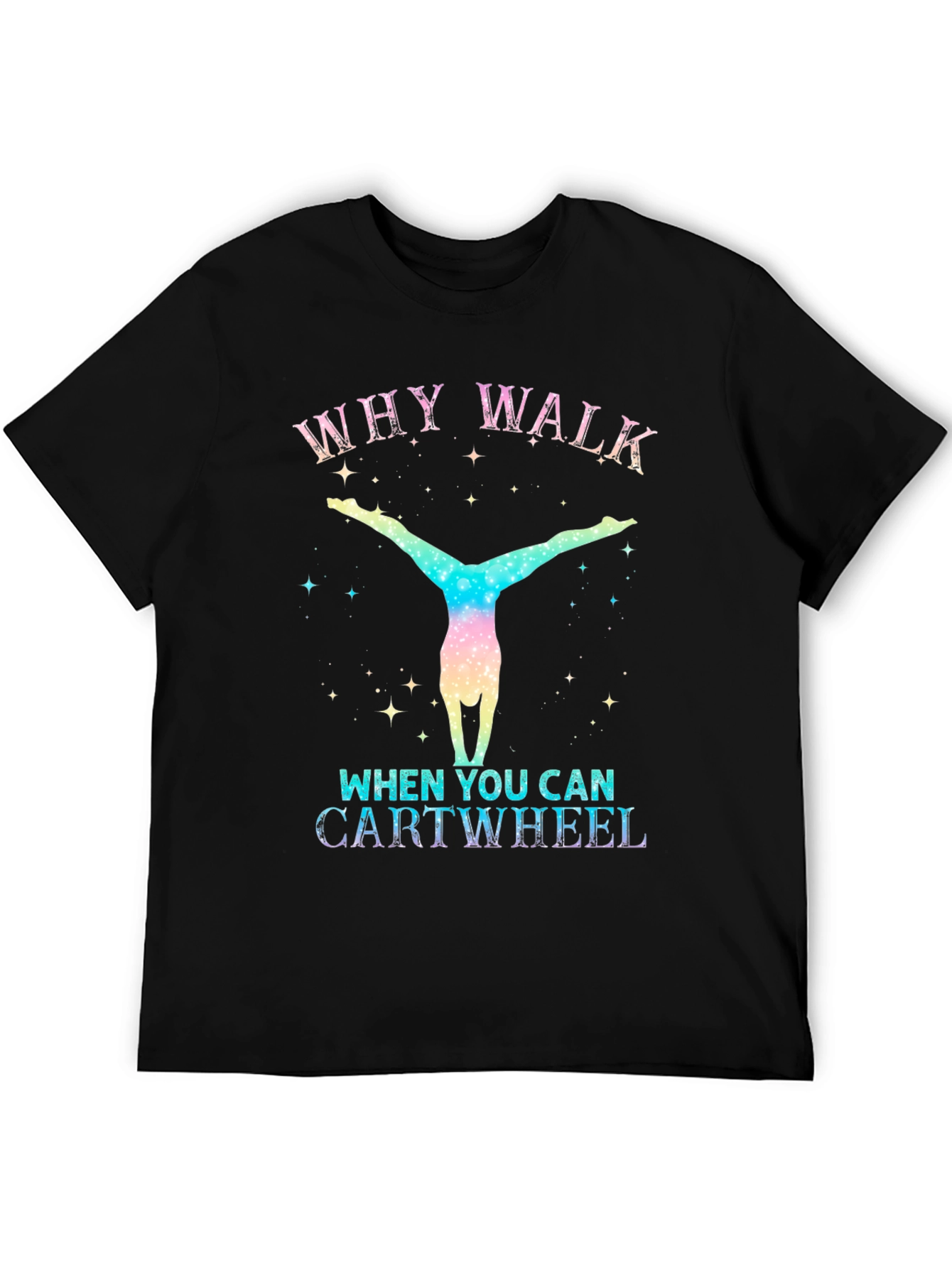 Black Why Walk? Cartwheel Graphic Tee view 5