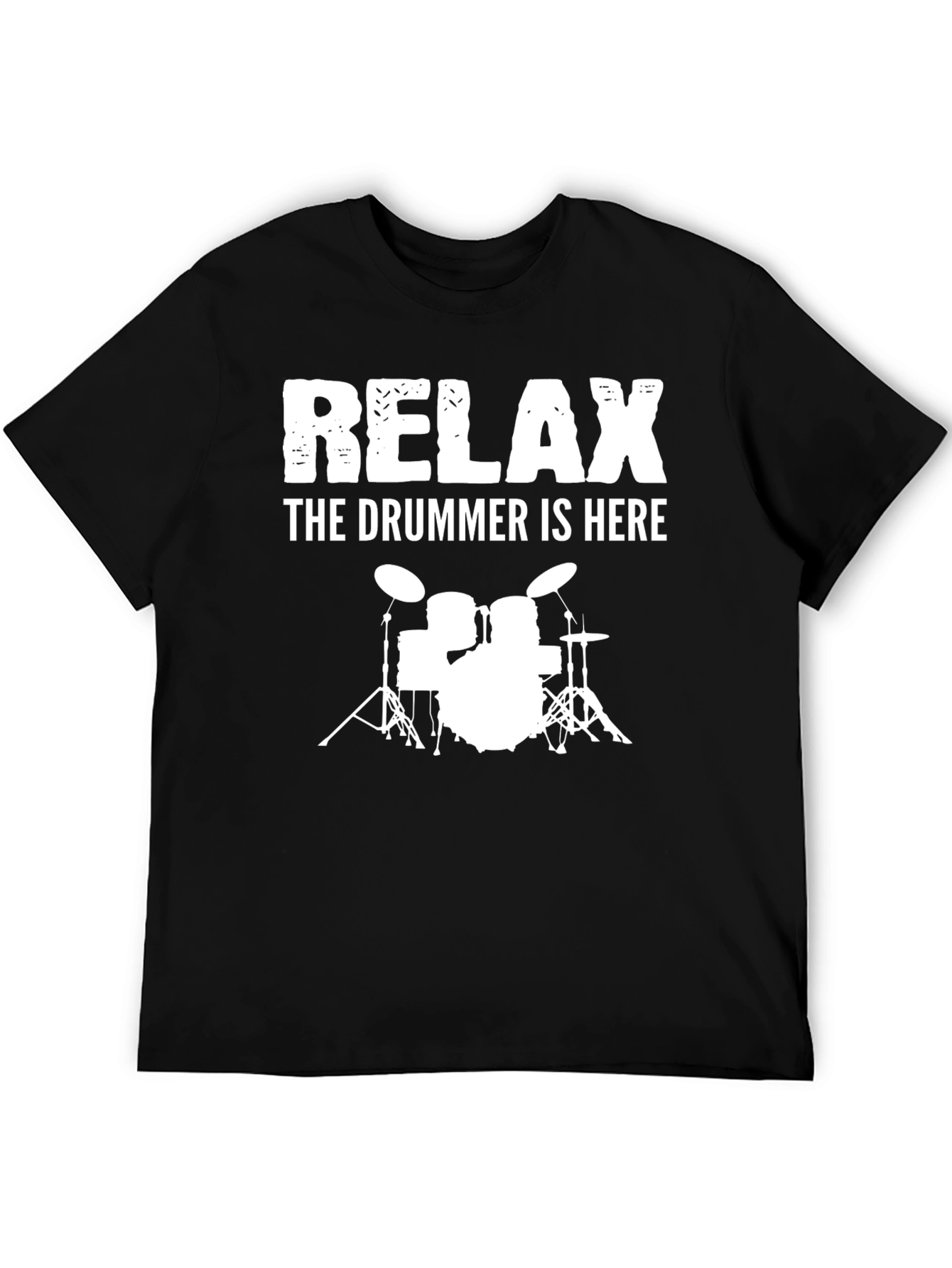 Black Relax, The Drummer Is Here - Black T-Shirt view 5