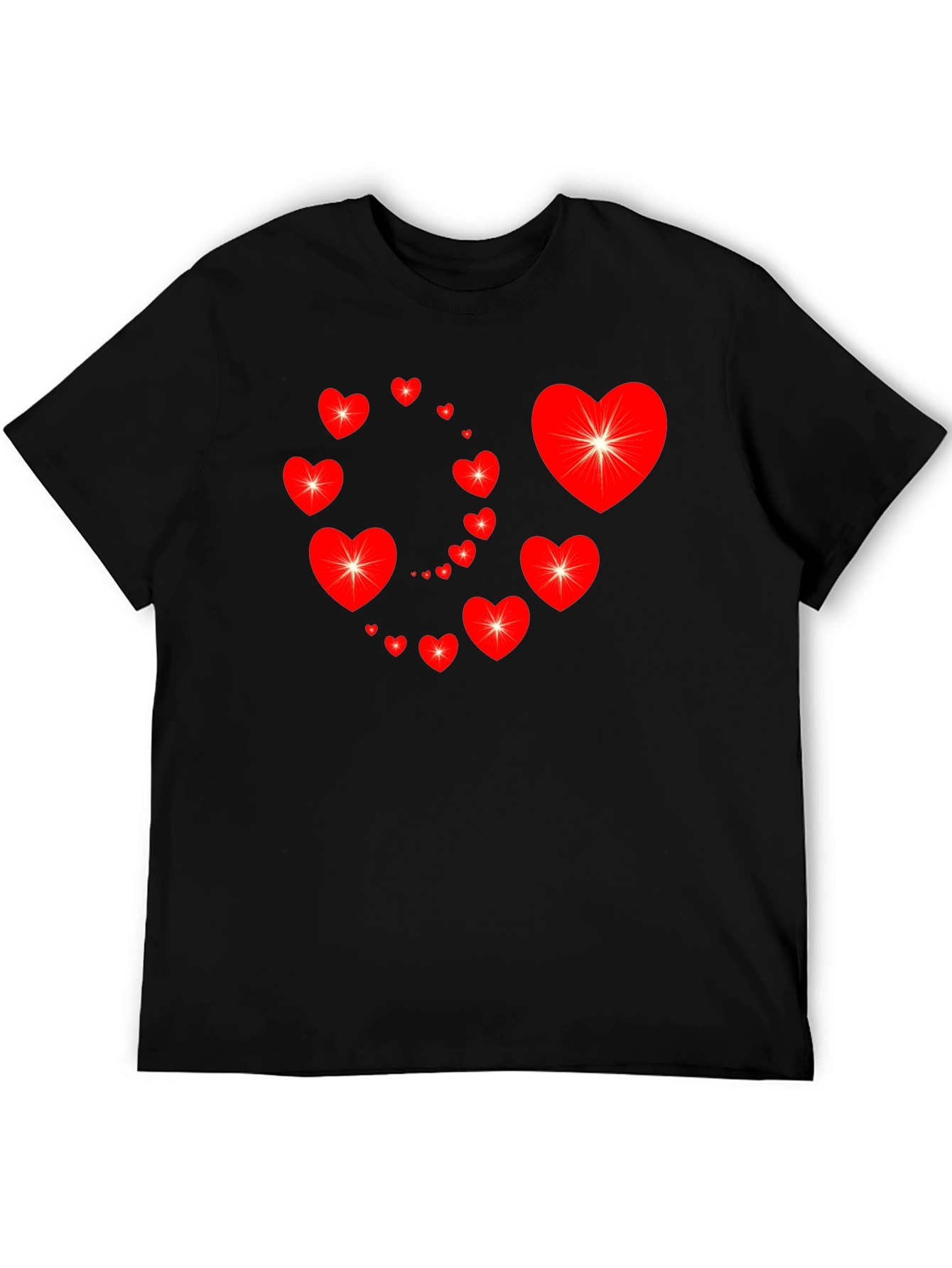 Black Heart Swirl Graphic Tee - Black Cotton Casual Shirt view 5