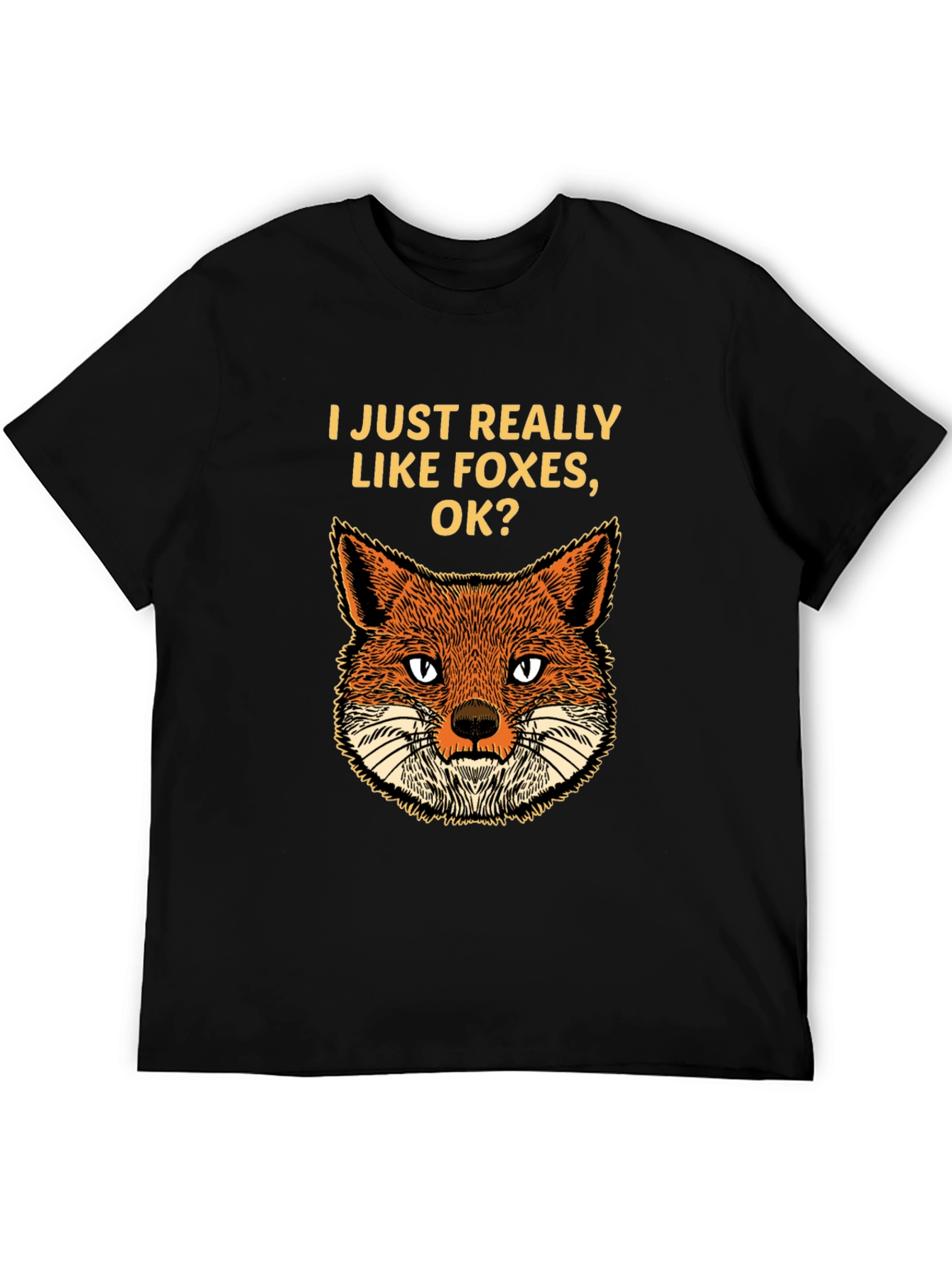 Black Fox Lover T-Shirt - I Just Really Like Foxes, Ok? view 5