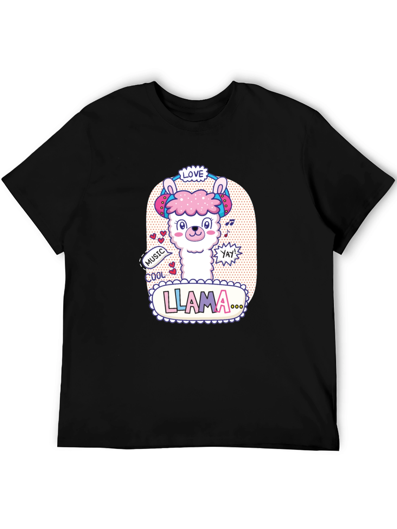 Cute Llama Headphones Graphic T-Shirt - 5