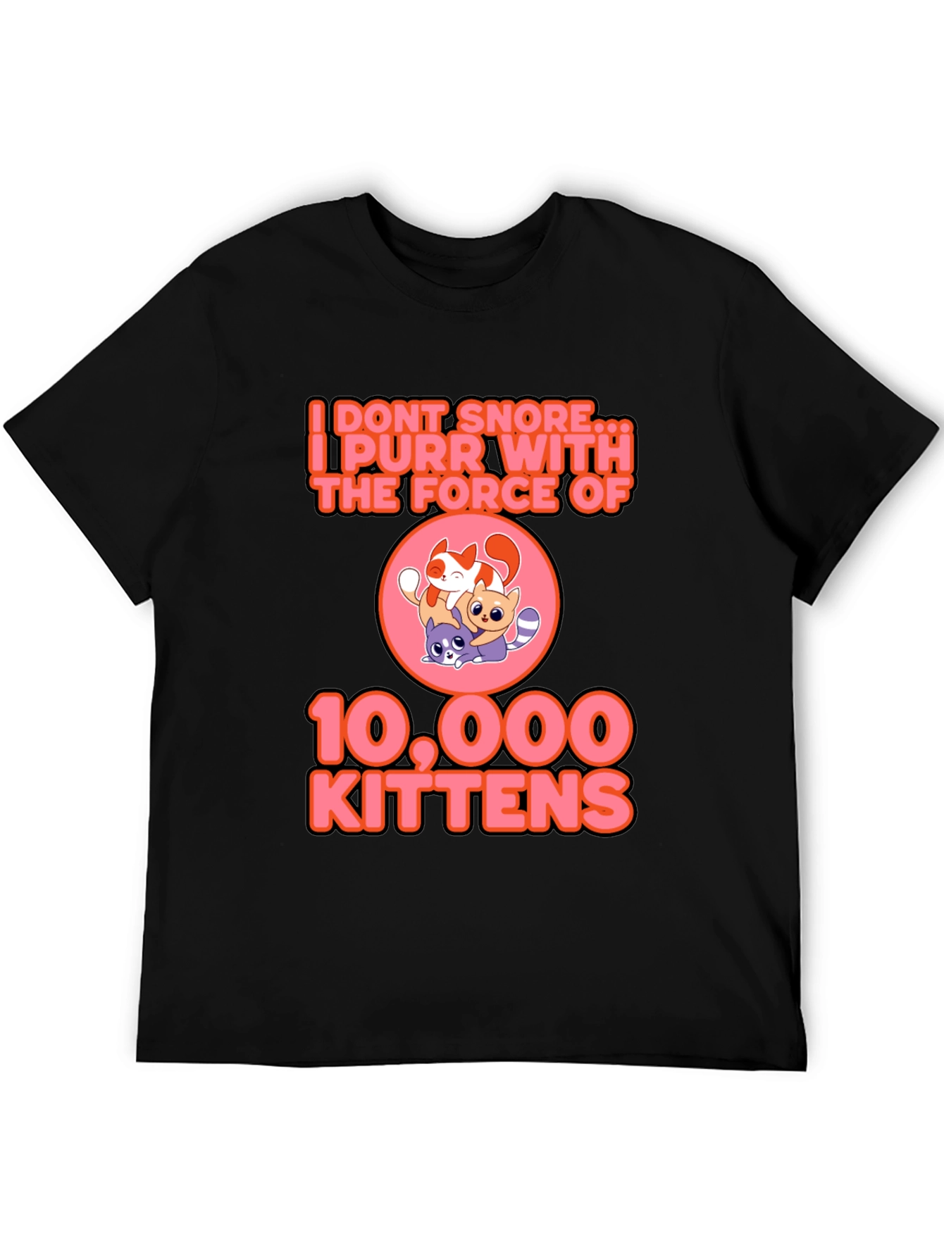 Black I Purr With The Force Of 10,000 Kittens Black T-Shirt view 5