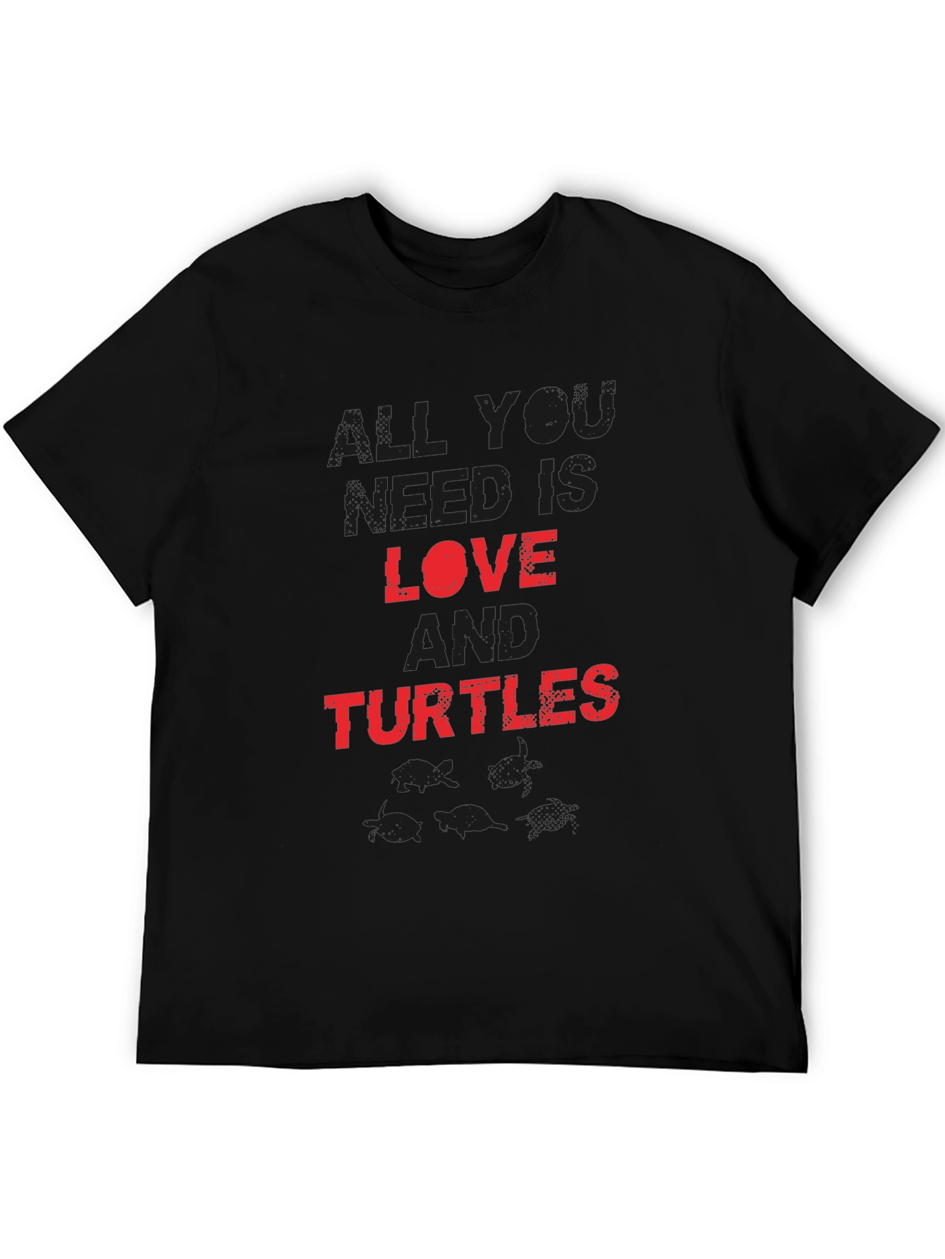 Black Love and Turtles Graphic Tee - Black Cotton Blend view 5
