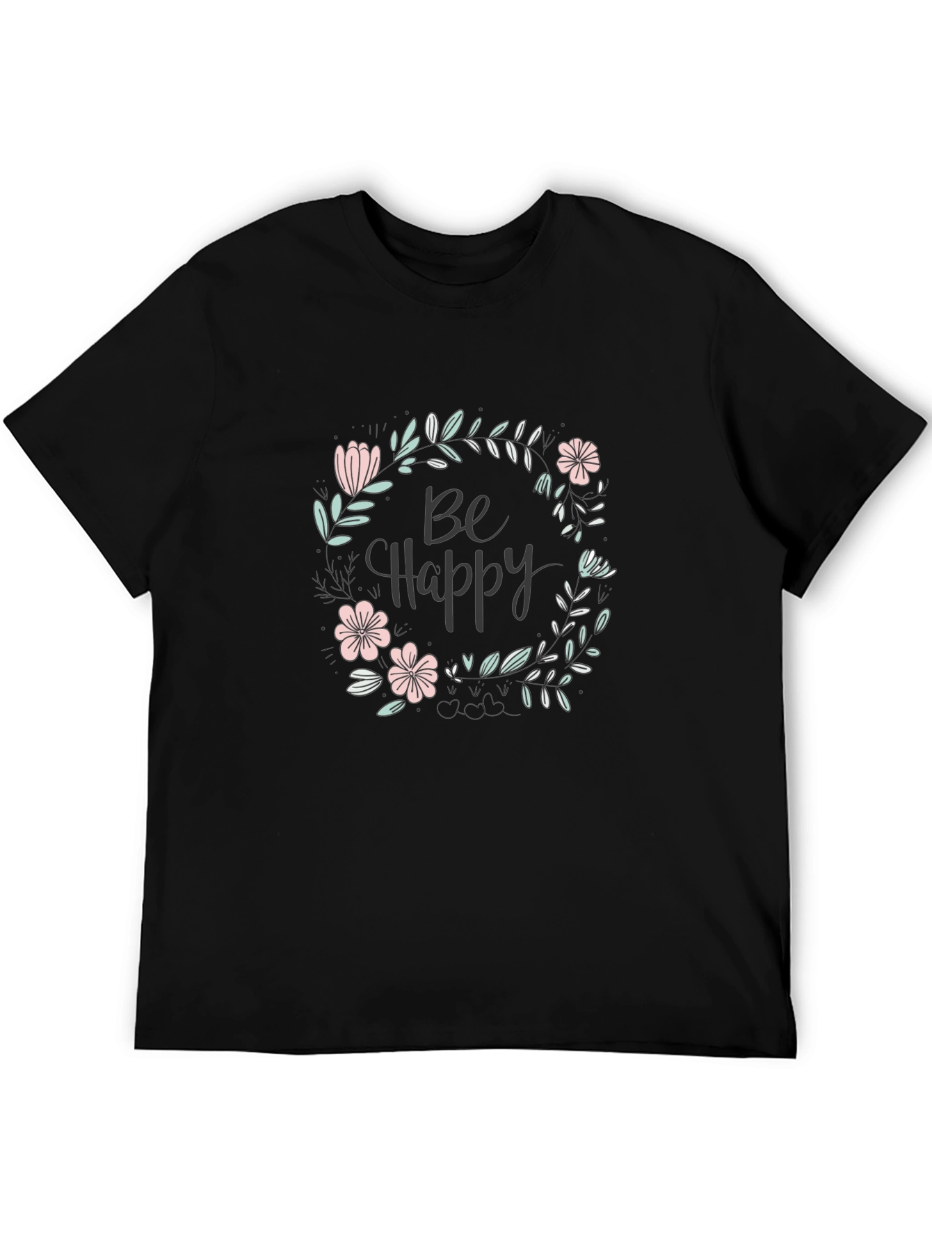 Black Be Happy Floral Graphic Tee - Black view 5