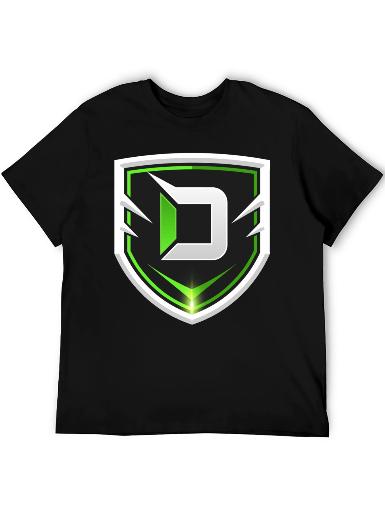 Black Tee with Green D Shield Logo - 5