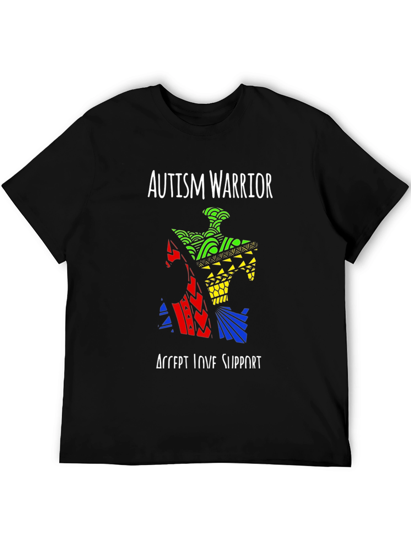 Black Autism Warrior Puzzle Piece T-Shirt view 5