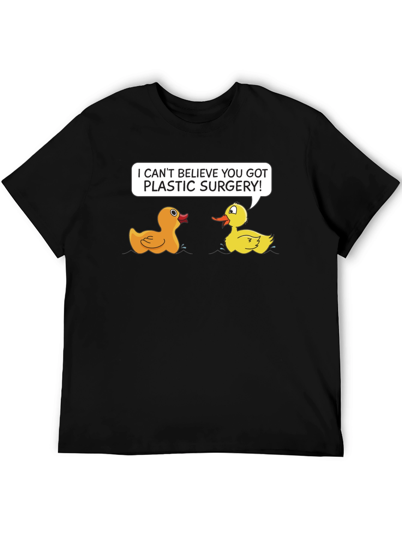Black Funny Plastic Surgery Duck Cartoon Graphic T-Shirt view 5
