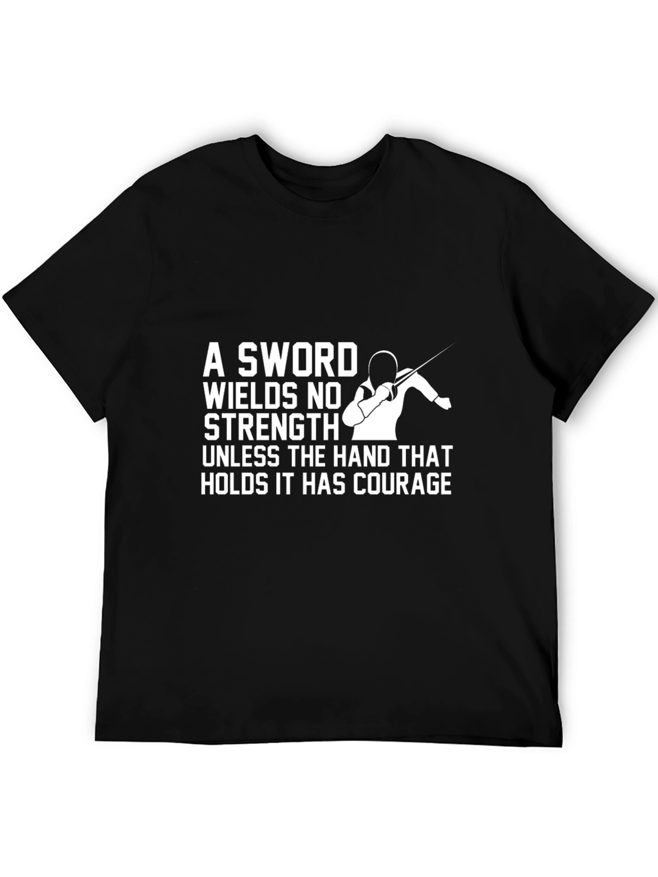 Black Courageous Fencer T-Shirt - Sword Strength Design view 5