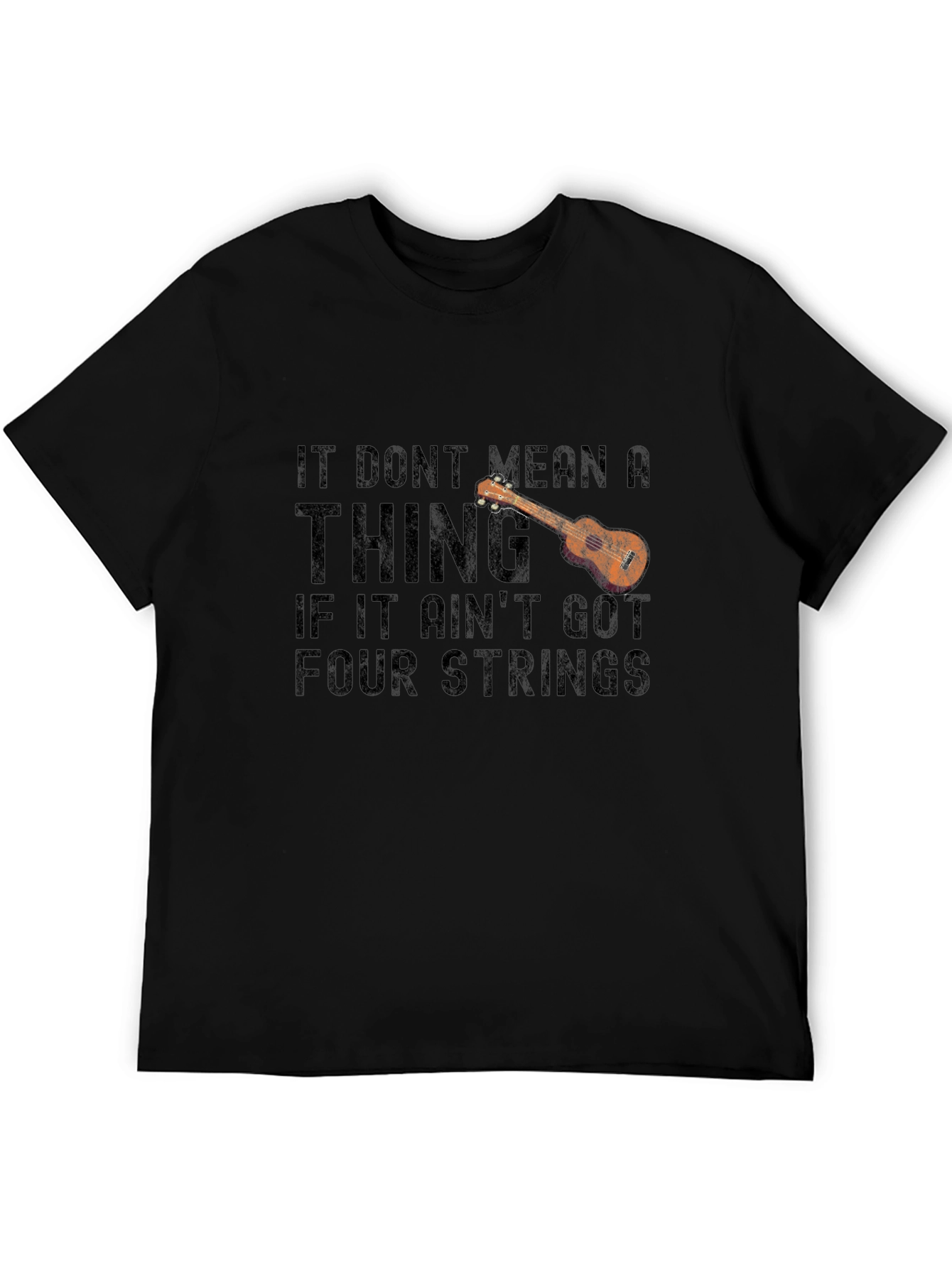 Black Ukulele Four Strings Graphic T-Shirt view 5