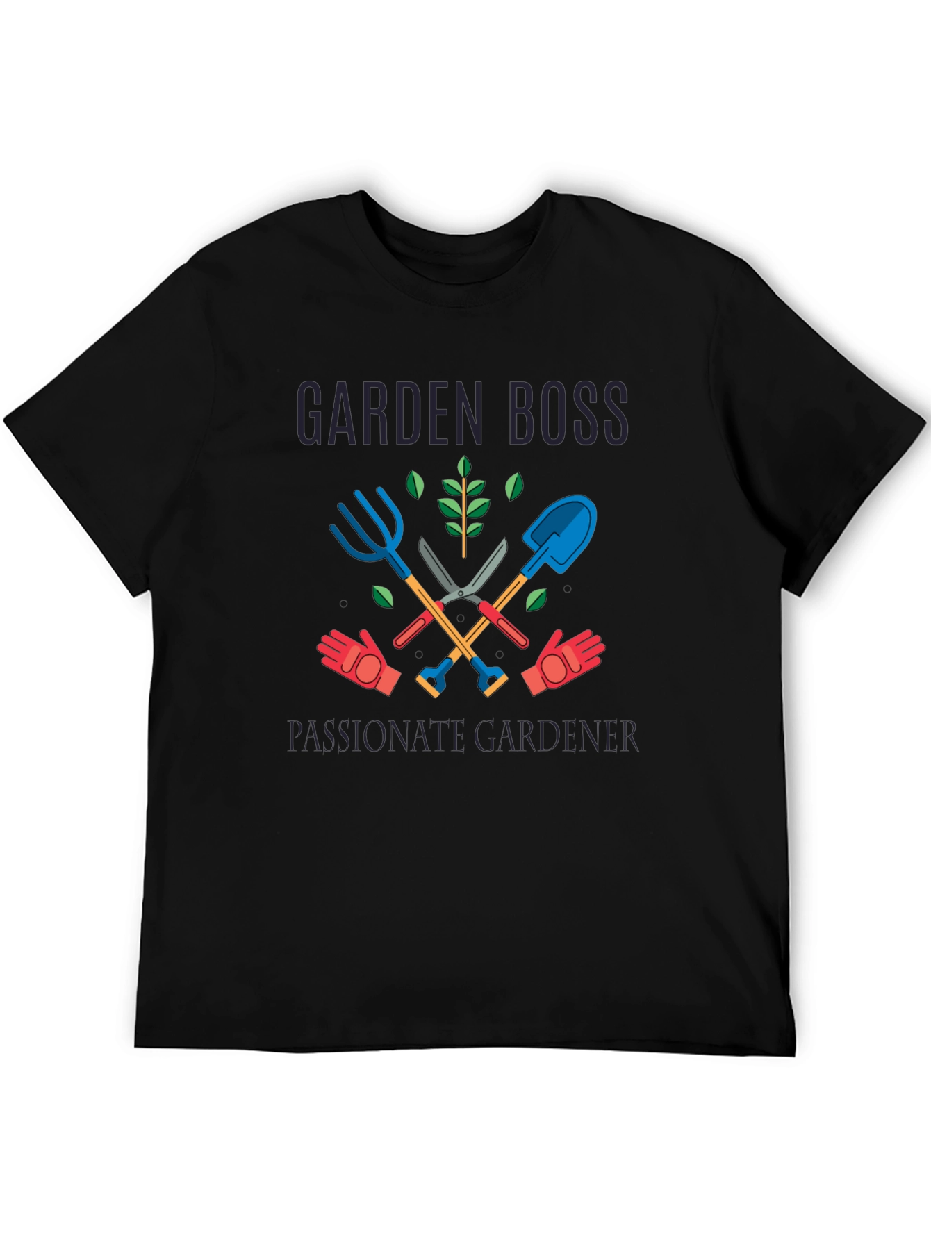 Black Garden Boss Passionate Gardener Graphic T-Shirt view 5