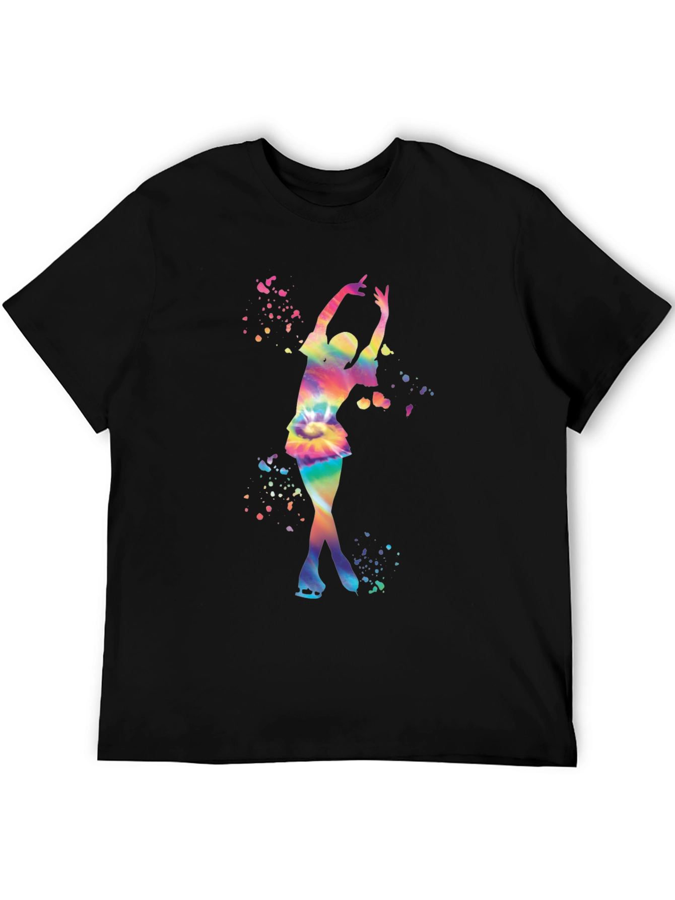 Black Rainbow Tie Dye Ice Skater Graphic T-Shirt view 5