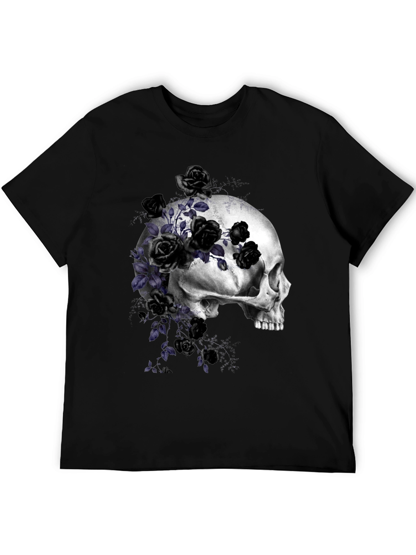 Black Skull and Roses Graphic T-Shirt view 5