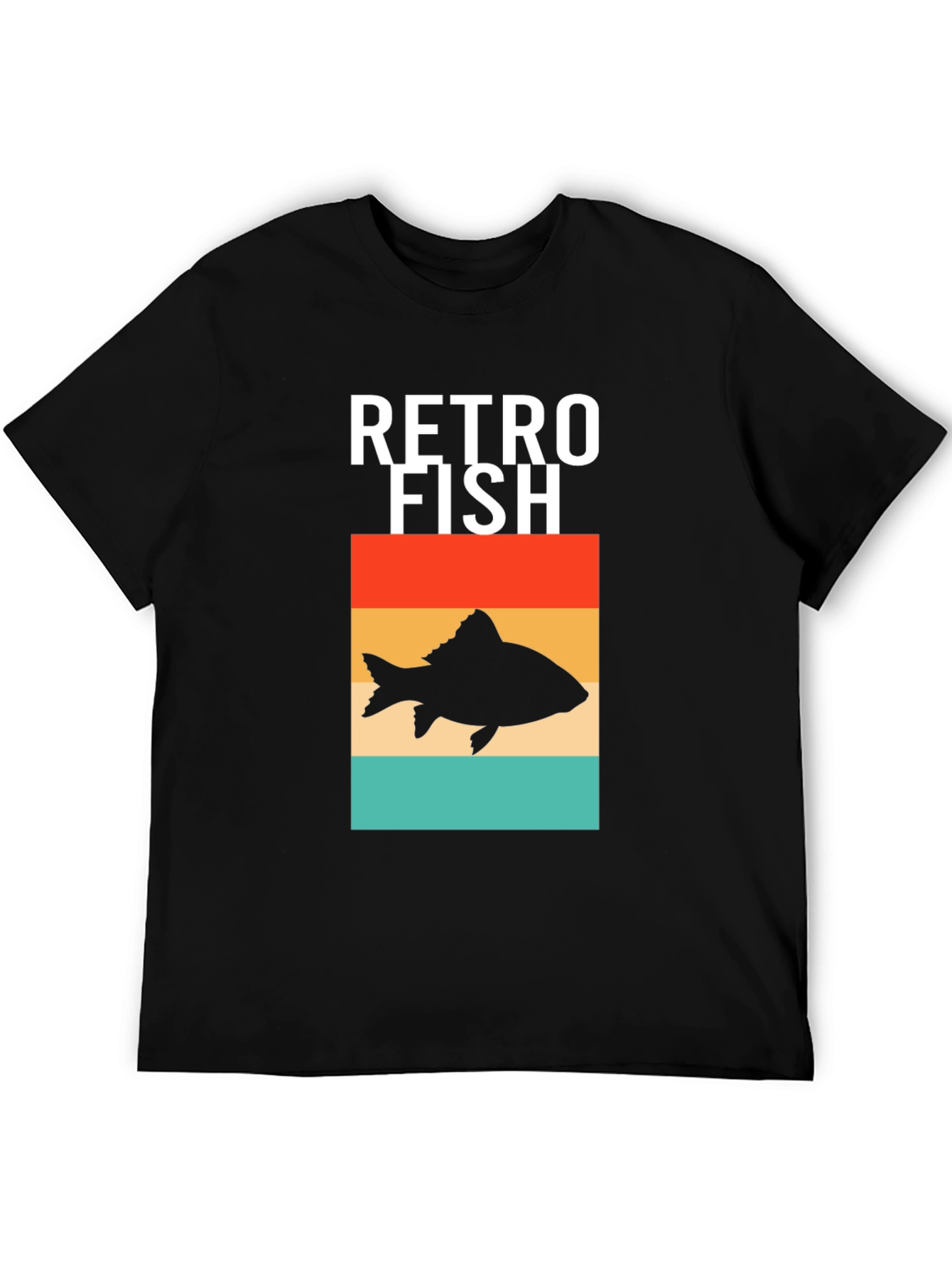 Black Retro Fish Graphic Tee - Stylish Men's Black T-Shirt view 5