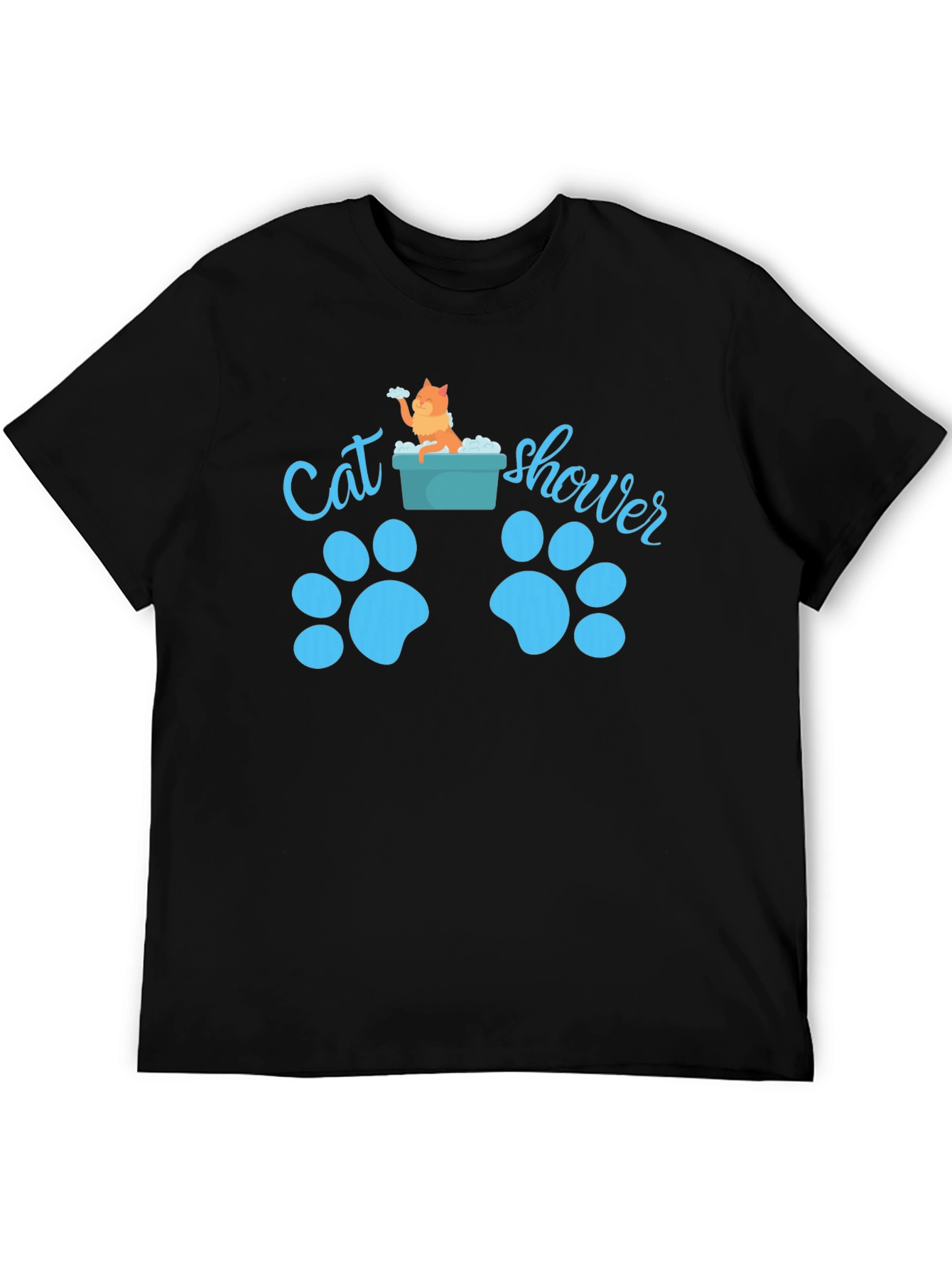 Black Cat Shower T-Shirt - Funny Cat Lover Tee view 5