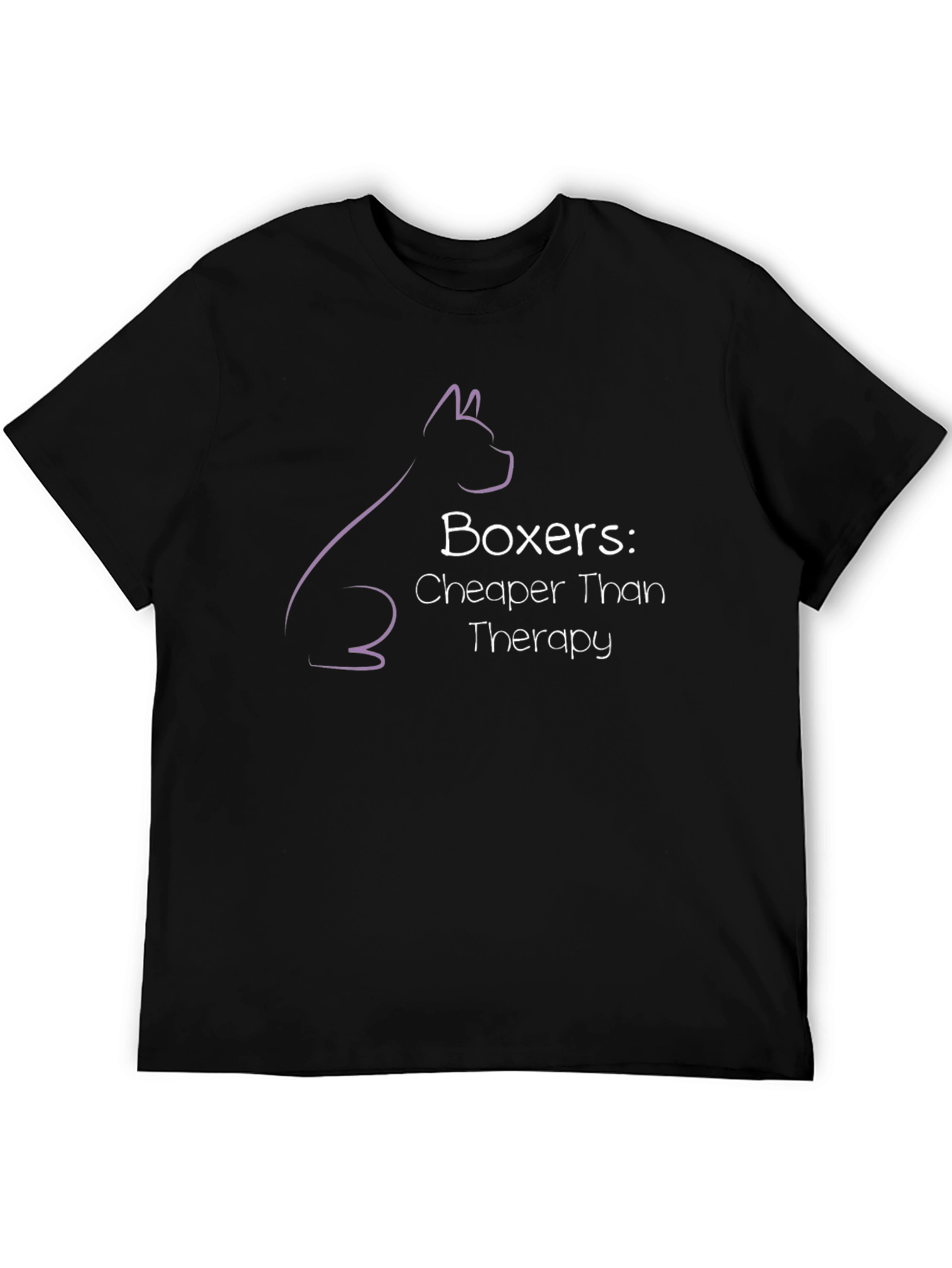 Black Boxer Dog Therapy Humor Graphic T-Shirt view 5
