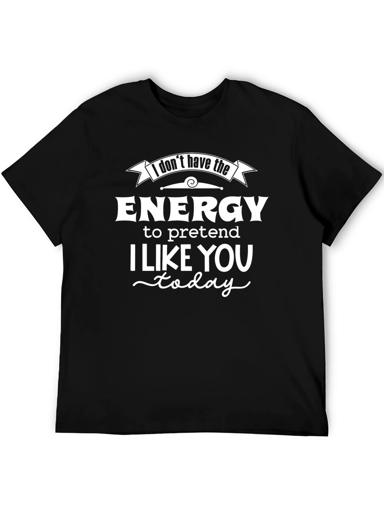 Black Funny "No Energy" Graphic Tee - Black view 5