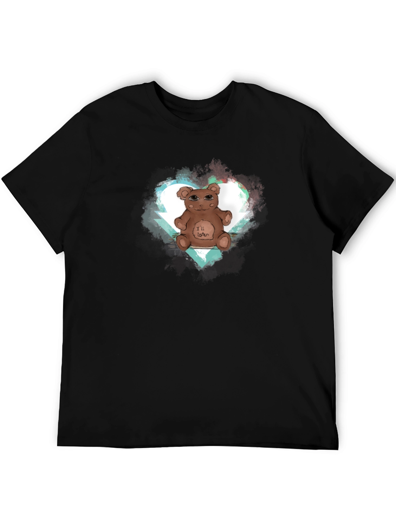 Black I'll Listen Bear Heart Graphic Tee view 5