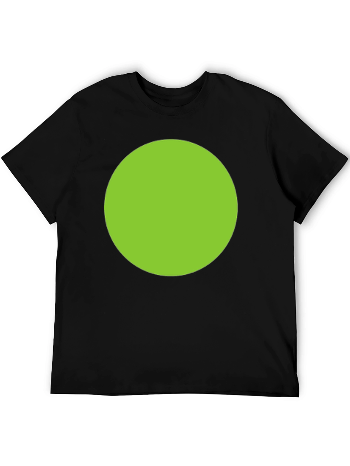 Black Men's Black T-Shirt with Green Circle Design view 5