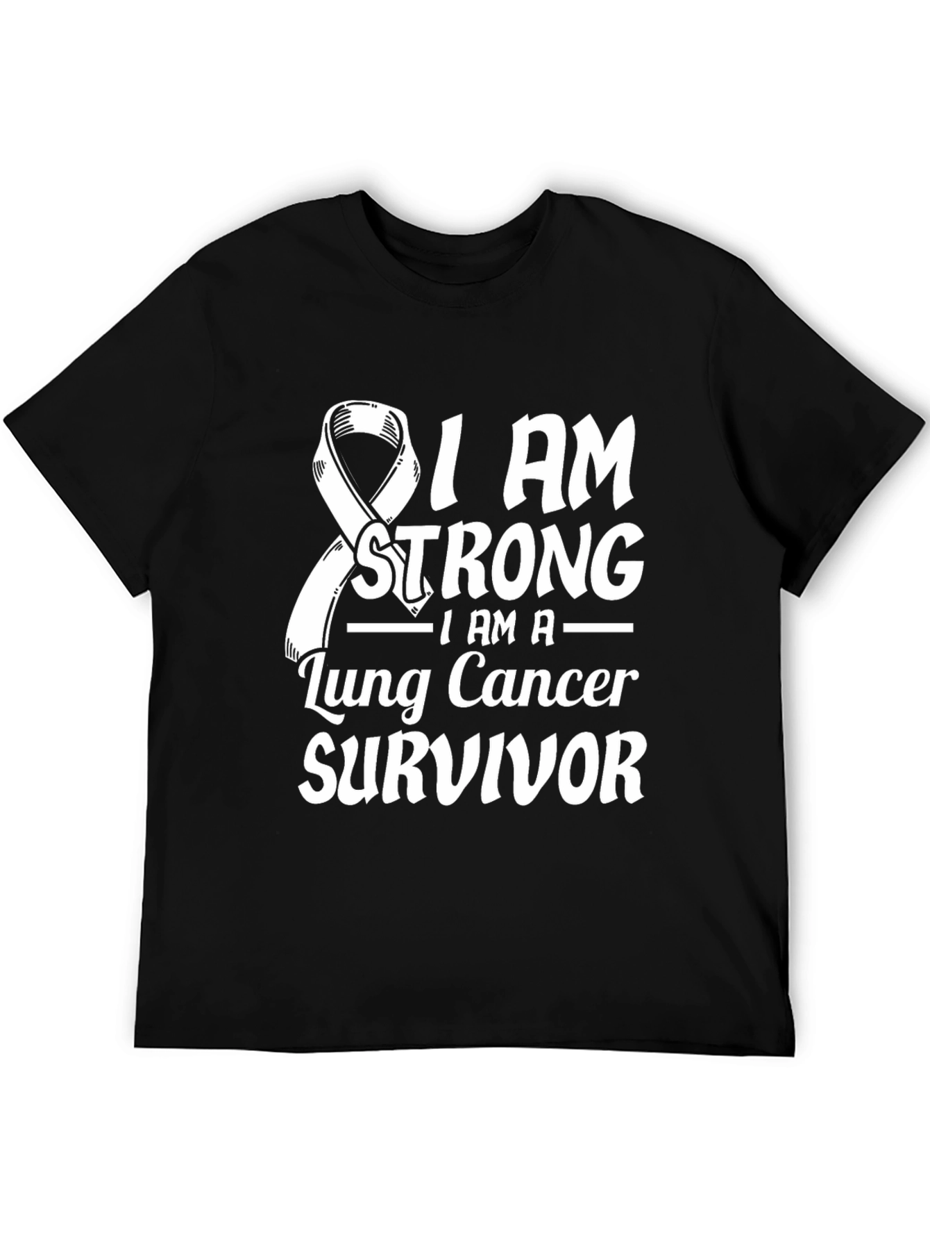 Black Lung Cancer Survivor T-Shirt - I Am Strong Graphic Tee view 5