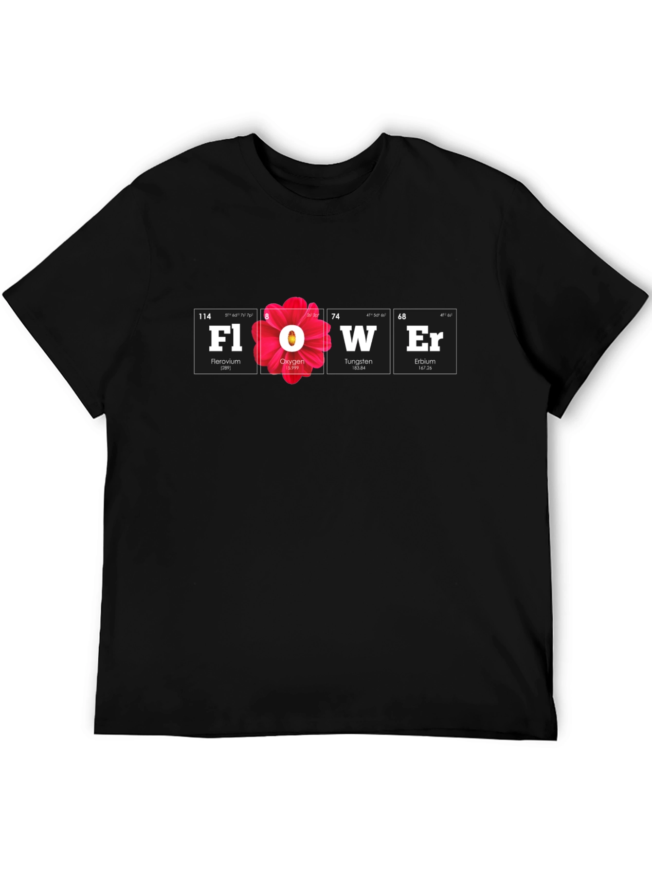Black Periodic Table Flower Graphic Tee view 5