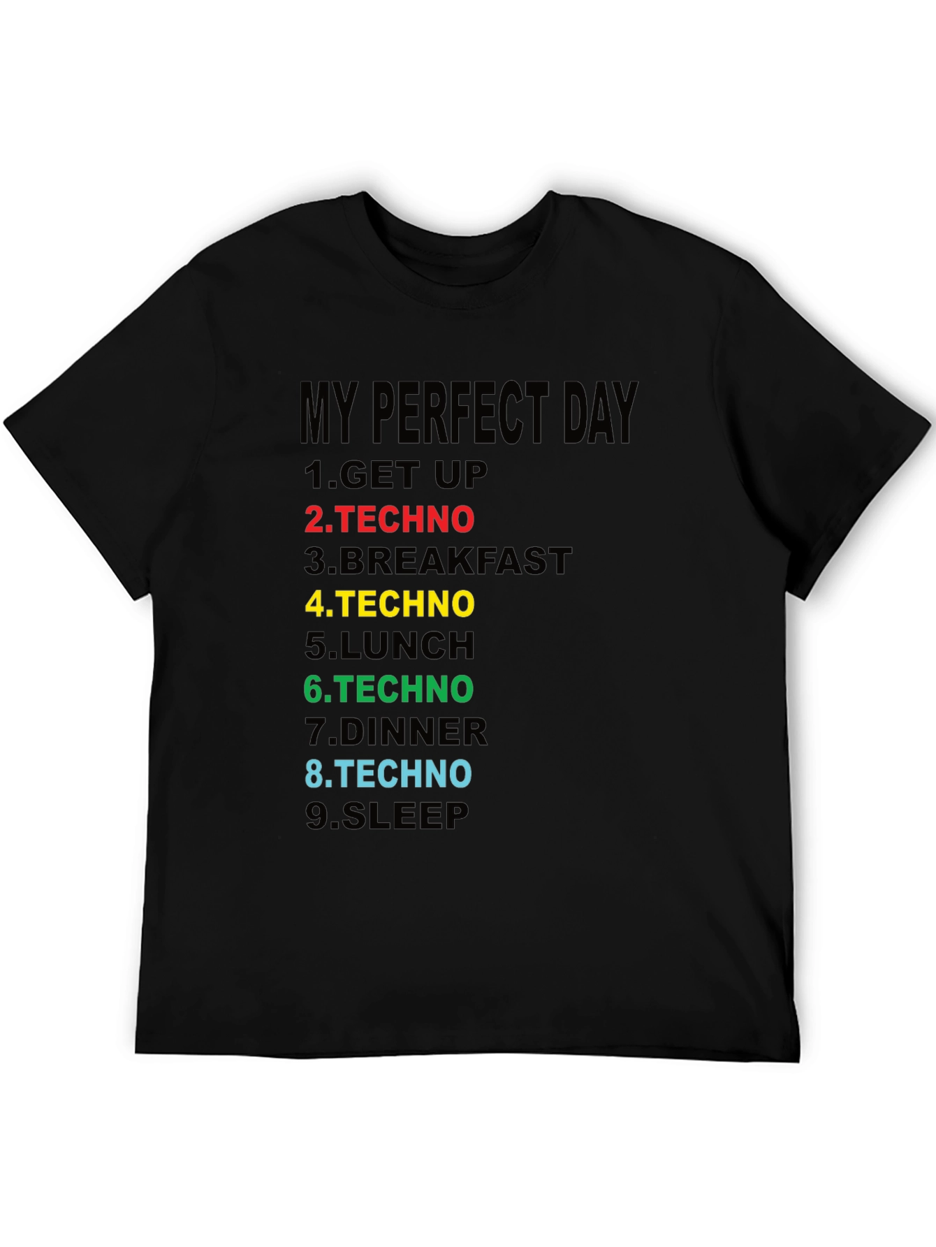 Black Perfect Day Techno T-Shirt - Music Lover Tee view 5