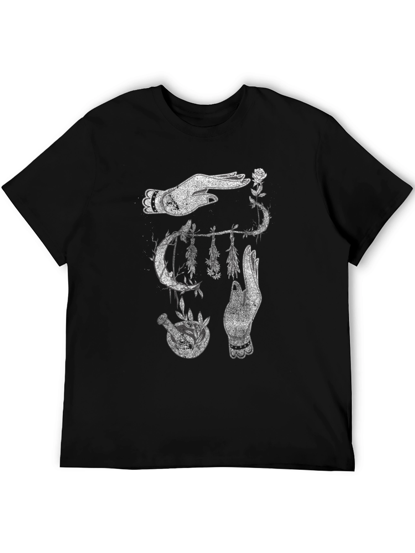 Black Mystic Hands Graphic T-Shirt - Unisex Black Tee view 5