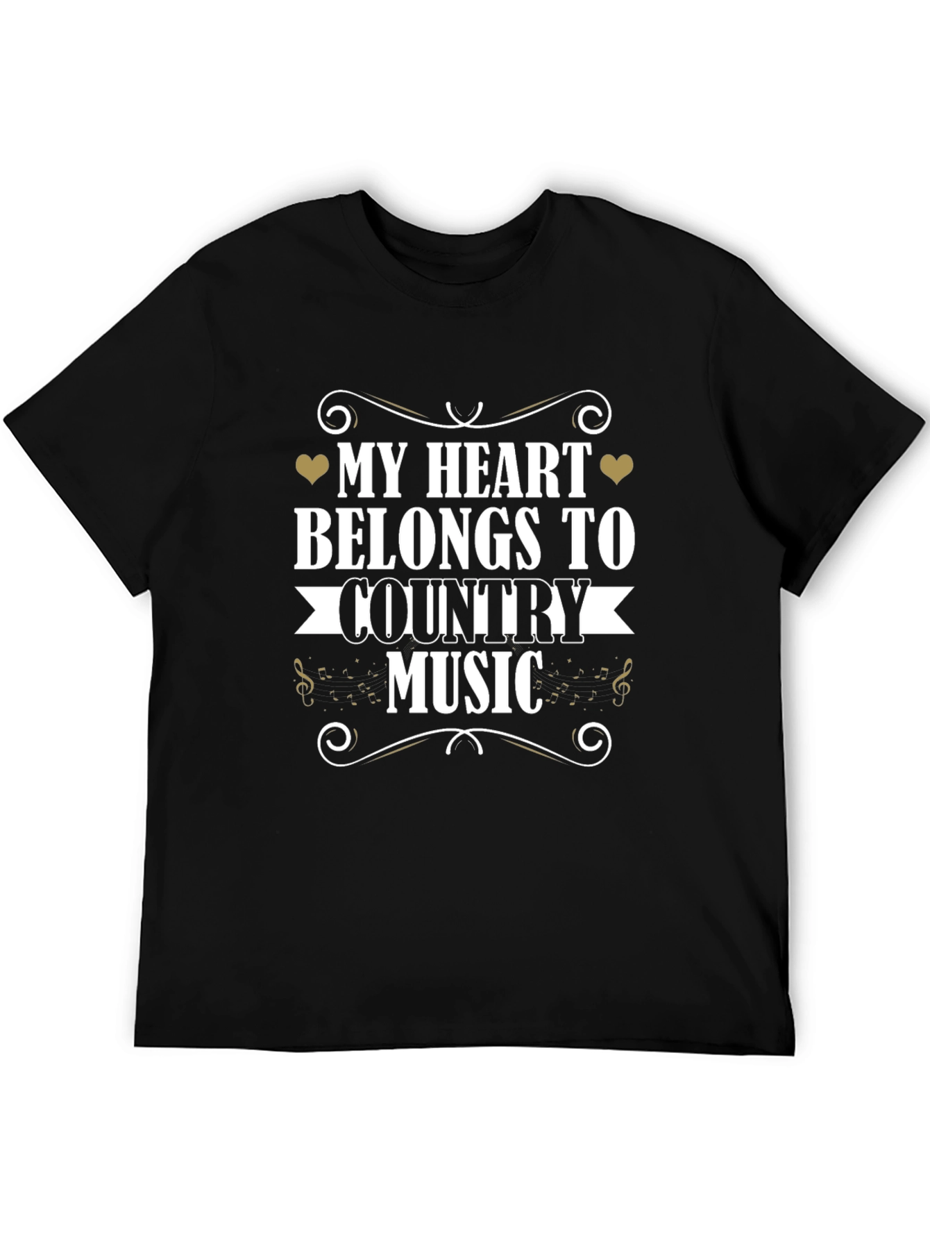 Black Country Music Heart T-Shirt view 5