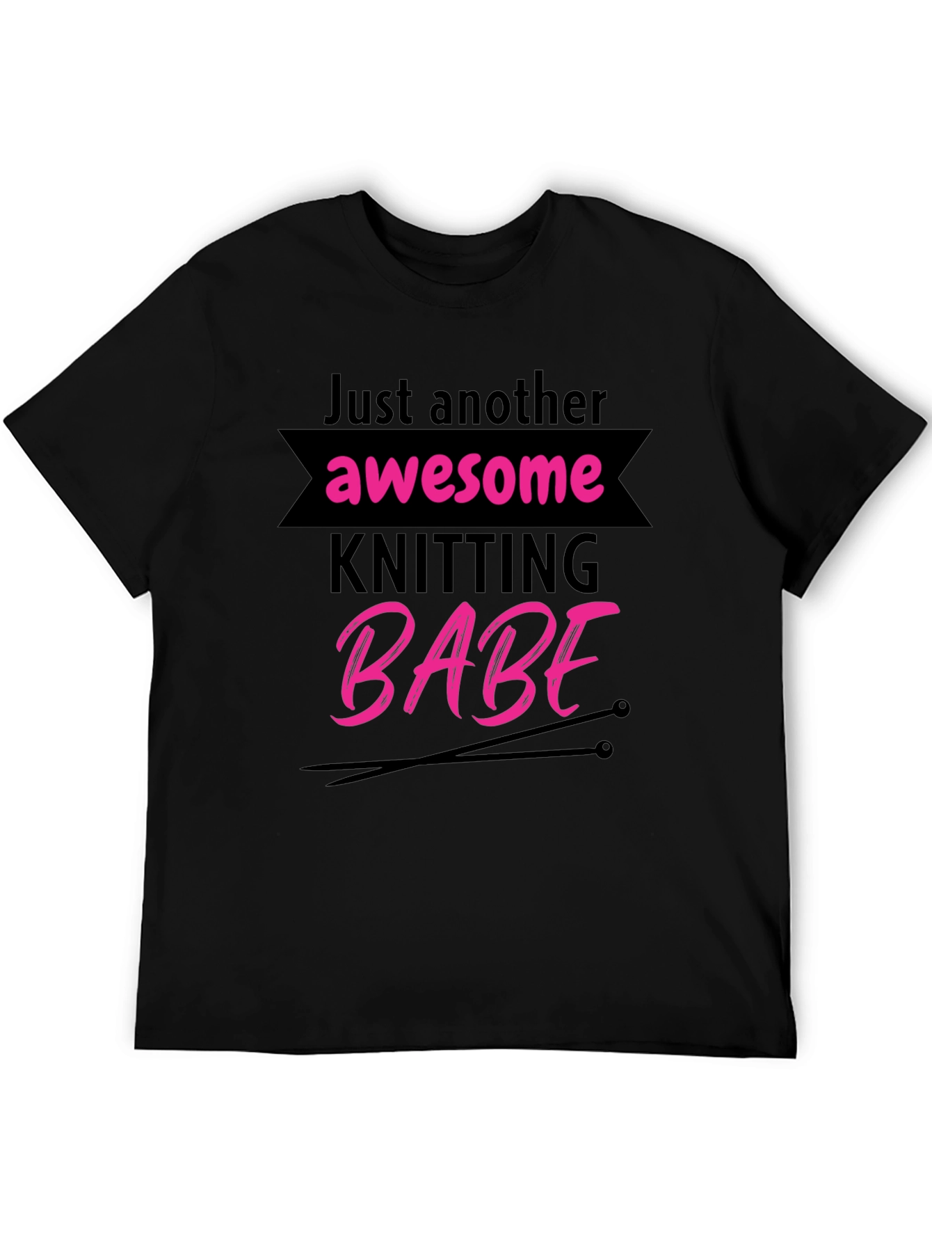 Black Awesome Knitting Babe T-Shirt - Novelty Tee view 5