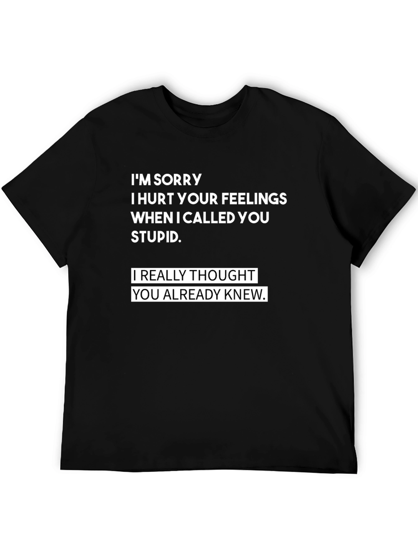 Black Funny Sarcastic T-Shirt - I'm Sorry I Hurt Your Feelings view 5