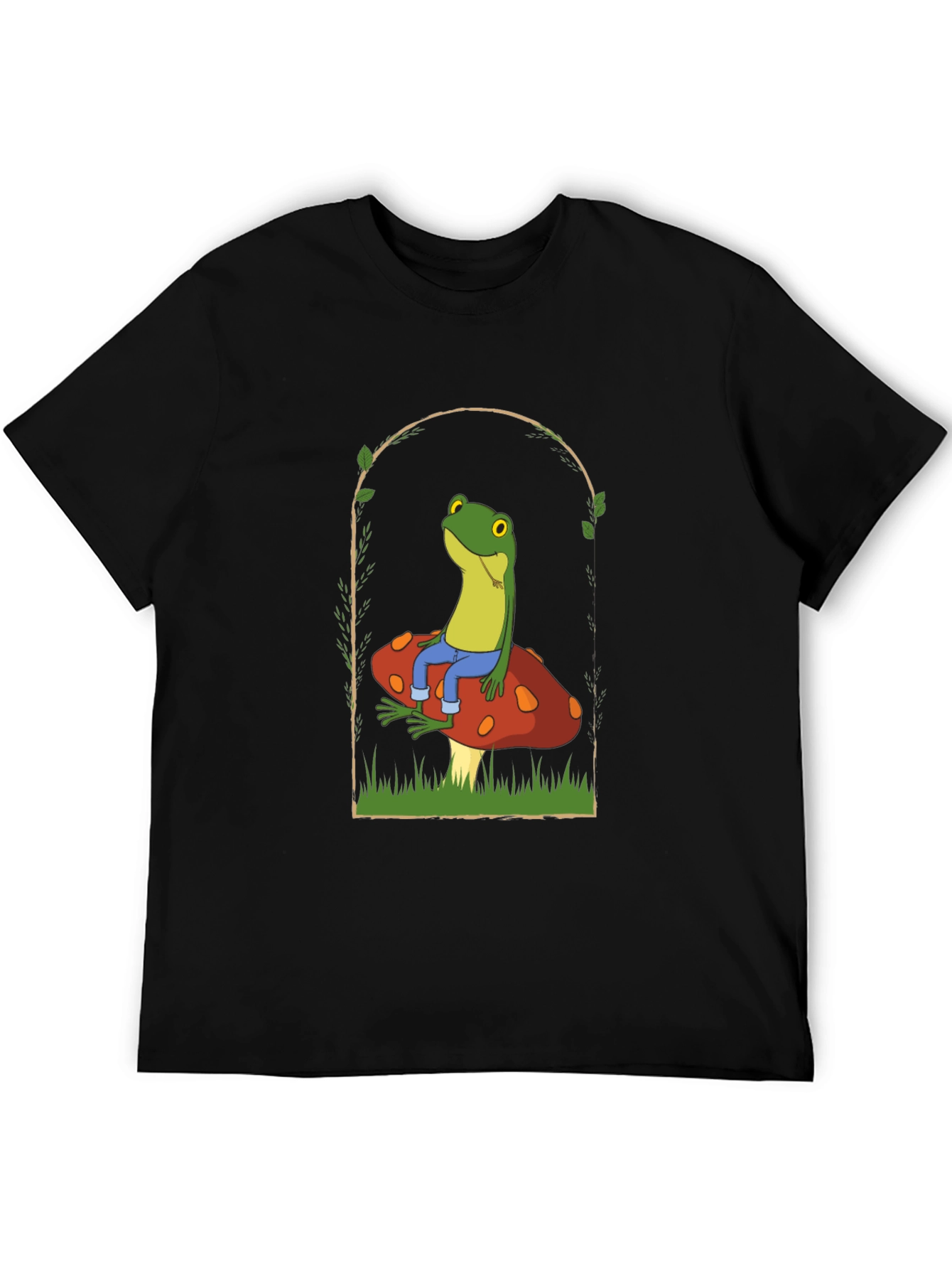 Black Frog on Mushroom Graphic Tee view 5