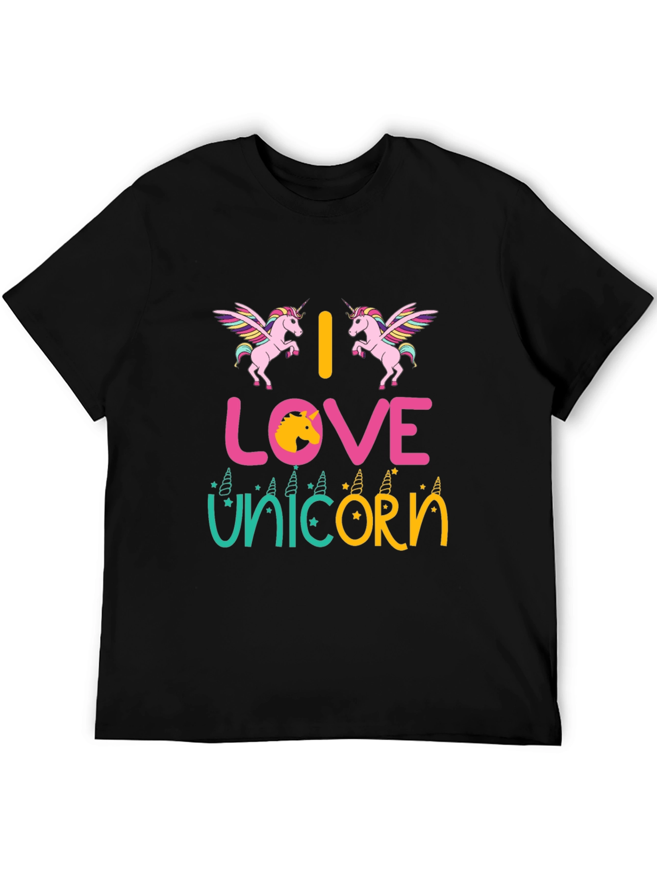 Black I Love Unicorns Graphic T-Shirt view 5