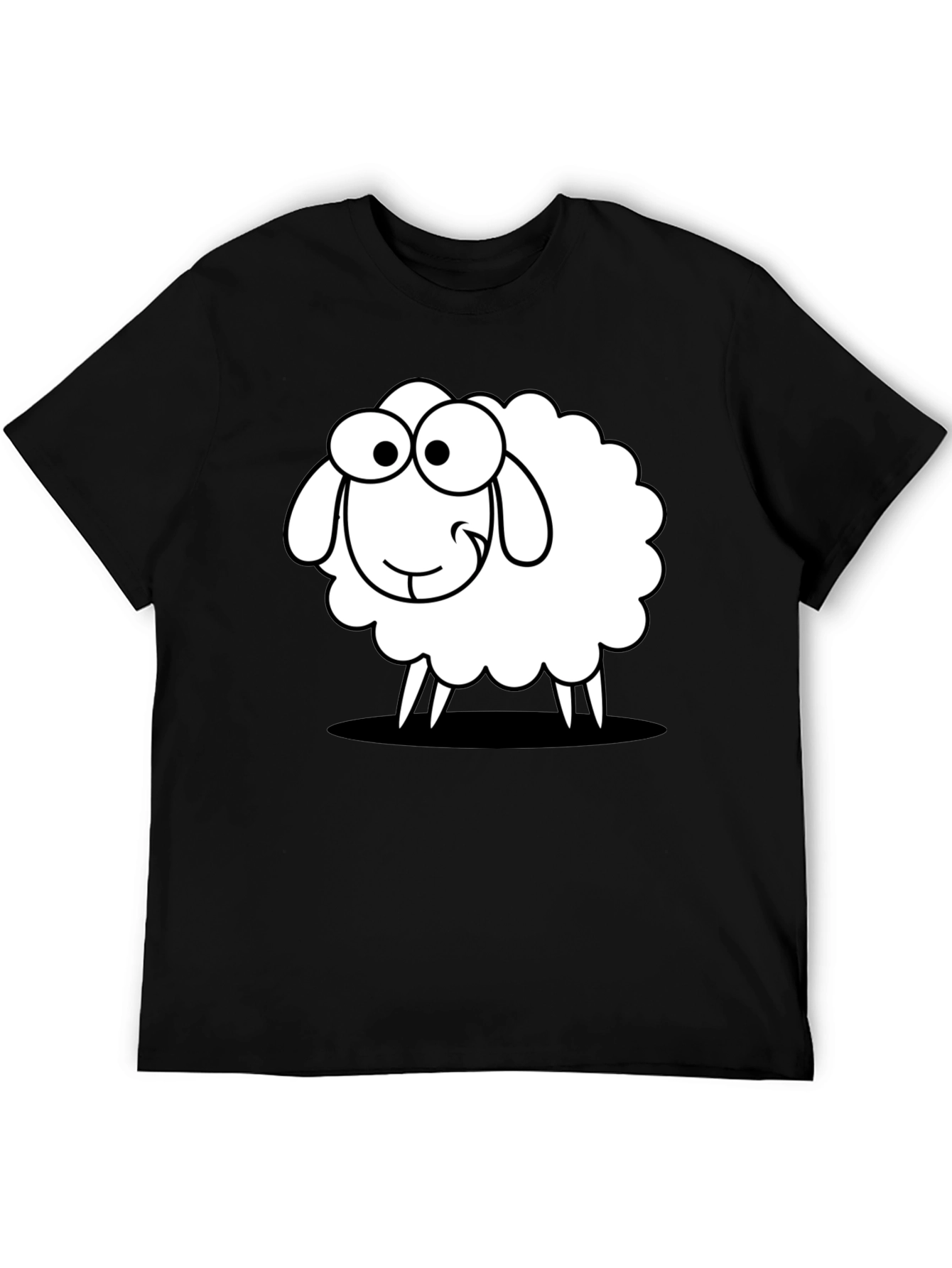 Black Funny Sheep Graphic Black T-Shirt - Unisex Cotton Tee view 5