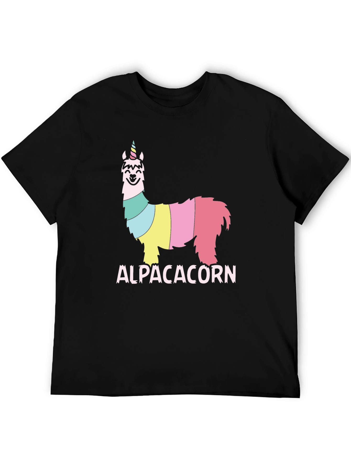 Black Alpacacorn T-Shirt - Fun, Colorful Alpaca Unicorn Design view 5