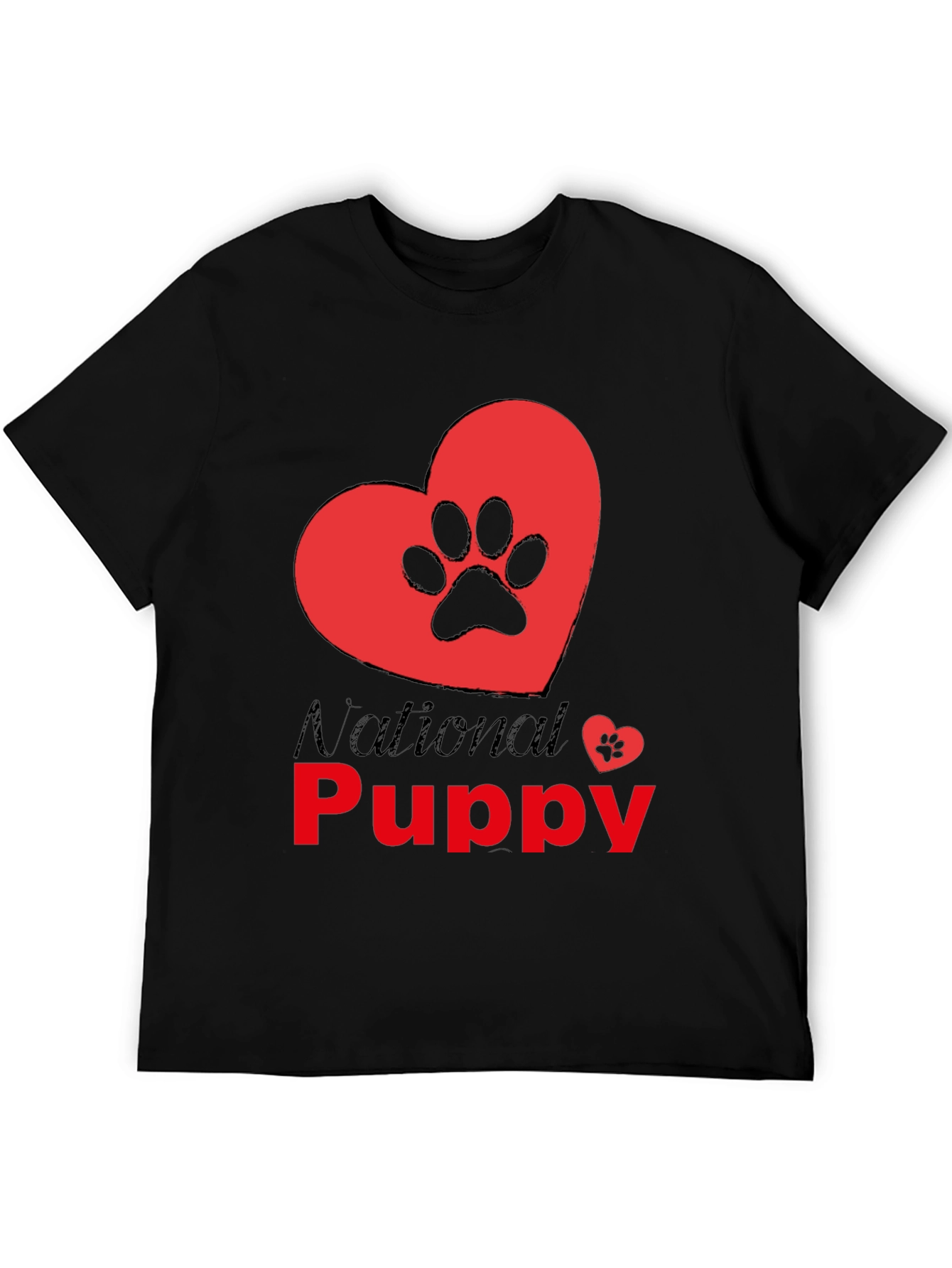 Black National Puppy Day T-Shirt, Dog Lover Tee view 5