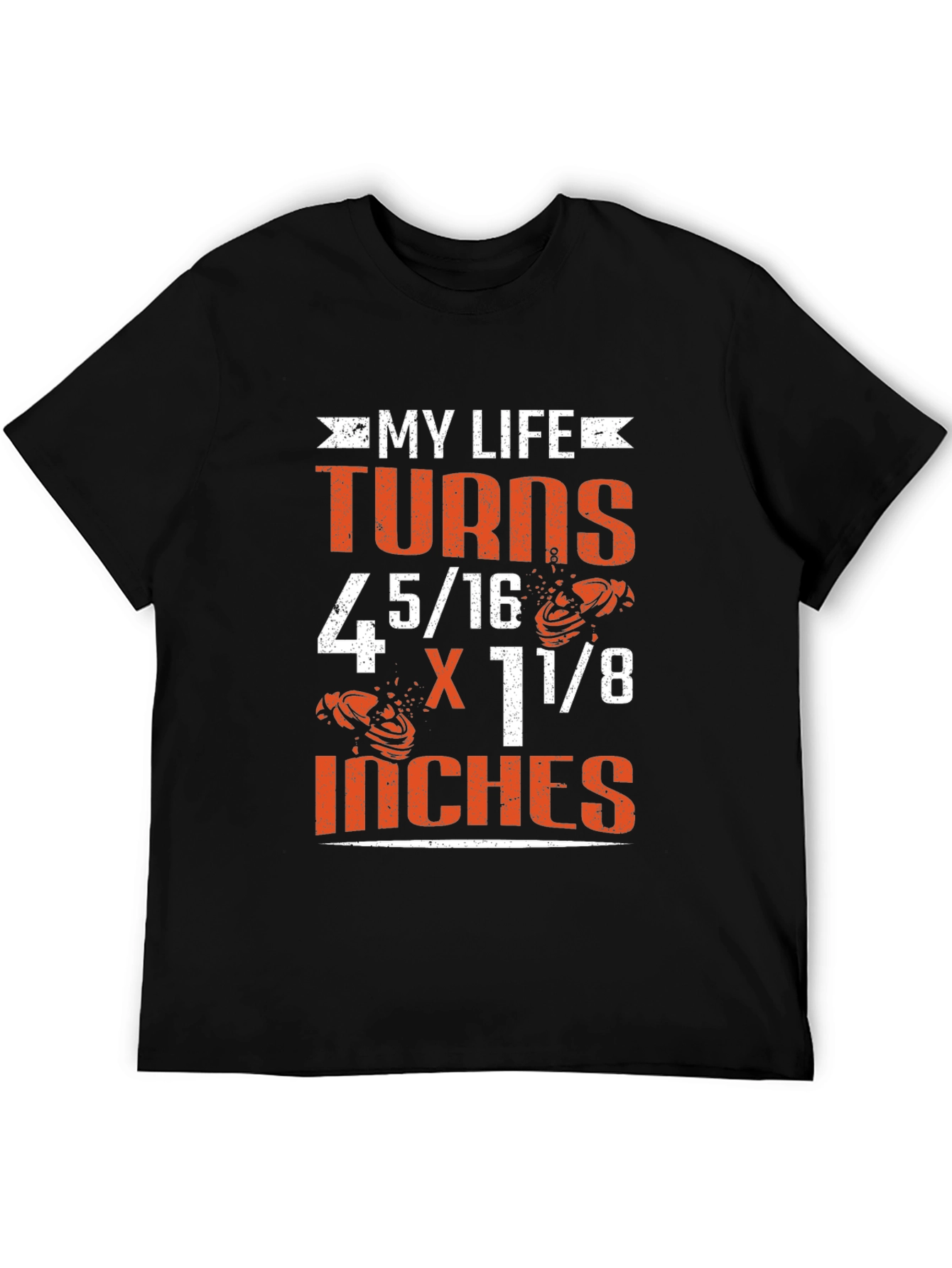 Black My Life Turns 4 5/16 x 1 1/8 Inches T-Shirt view 5