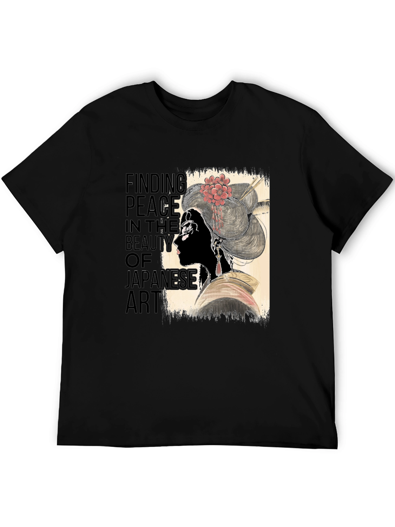 Black Japanese Art Inspired Graphic T-Shirt view 5