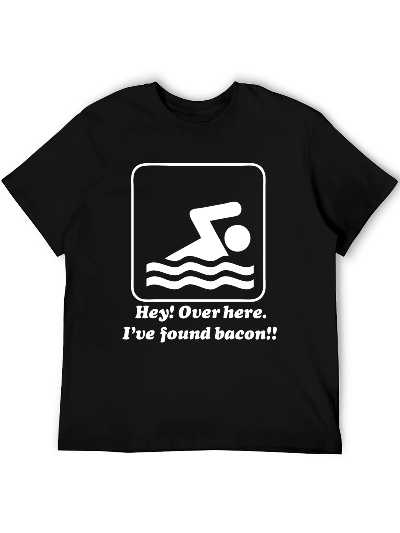 Black Funny Swimmer Bacon T-Shirt view 5
