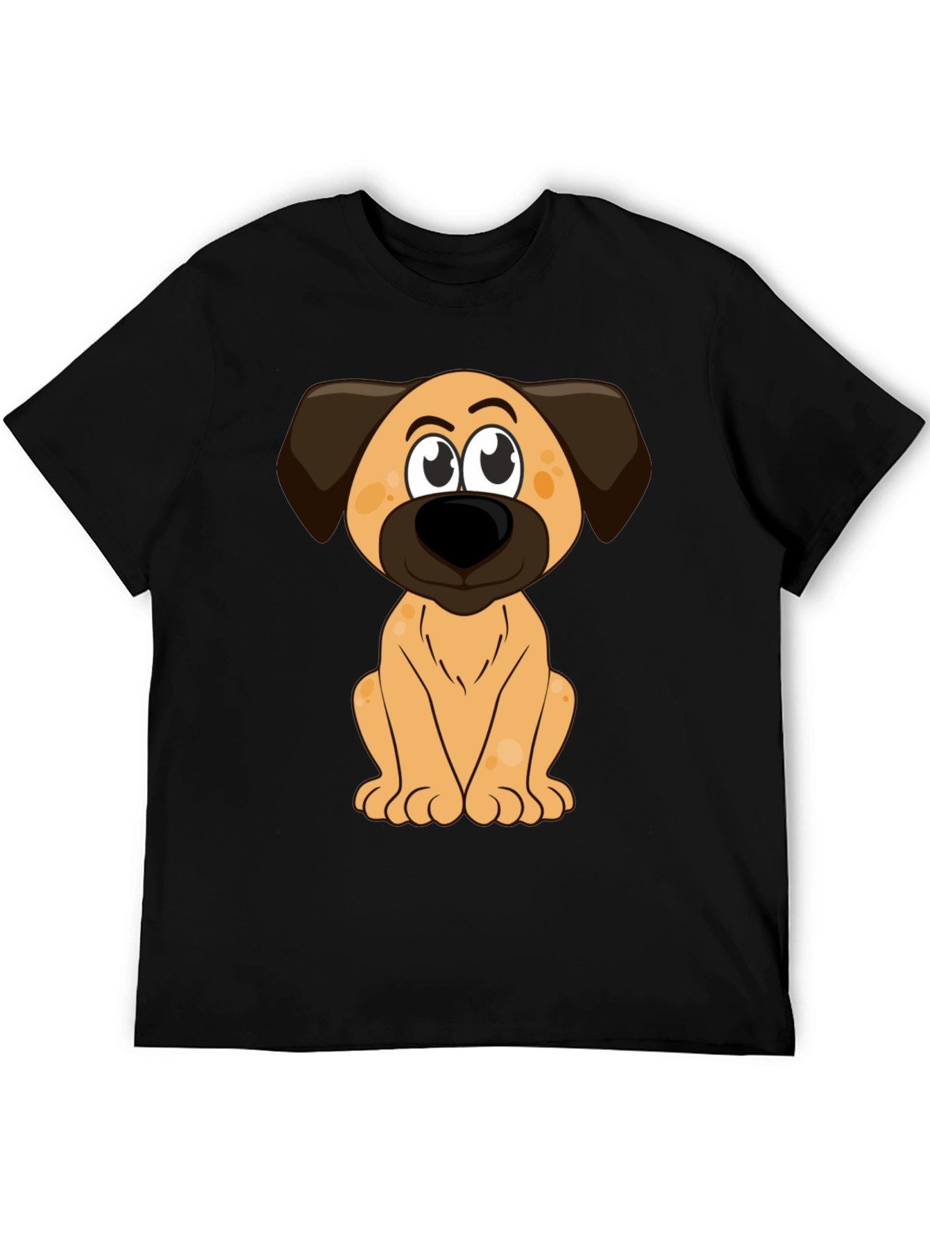 Black Cartoon Dog Print Black T-Shirt view 5