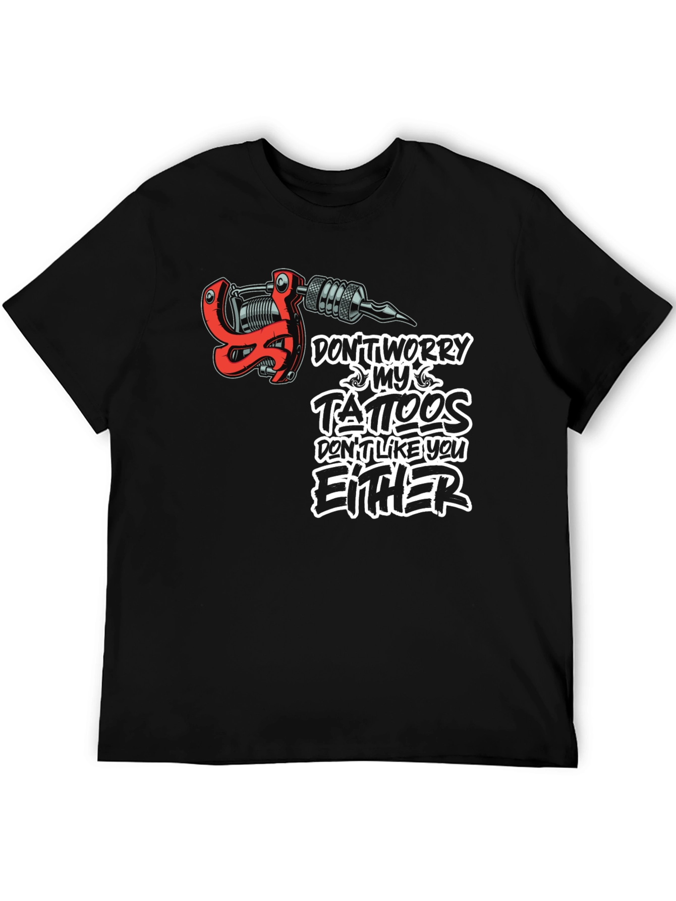 Black Tattoo Lover T-Shirt - Don't Worry My Tattoos view 5