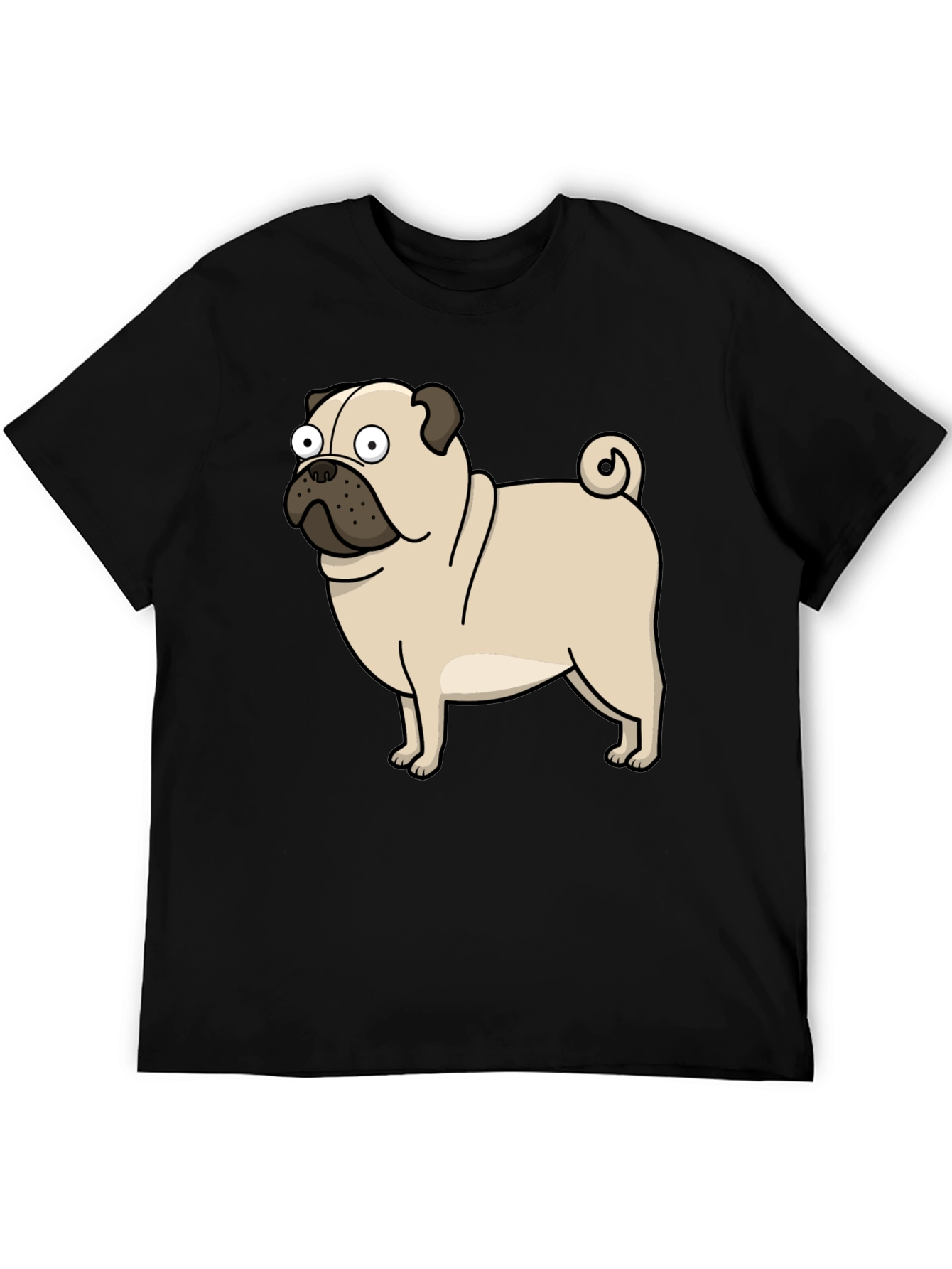 Black Cartoon Pug Graphic T-Shirt - Black view 5