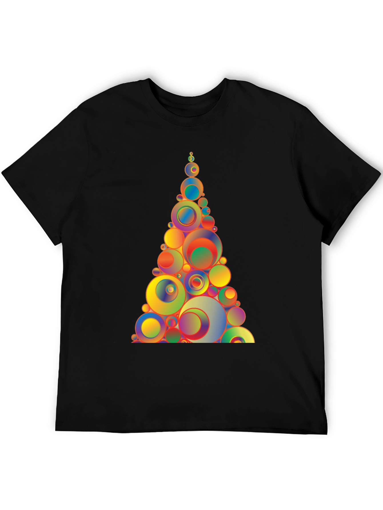 Black Colorful Circle Tree Graphic Tee - Black Cotton Blend T-Shirt view 5