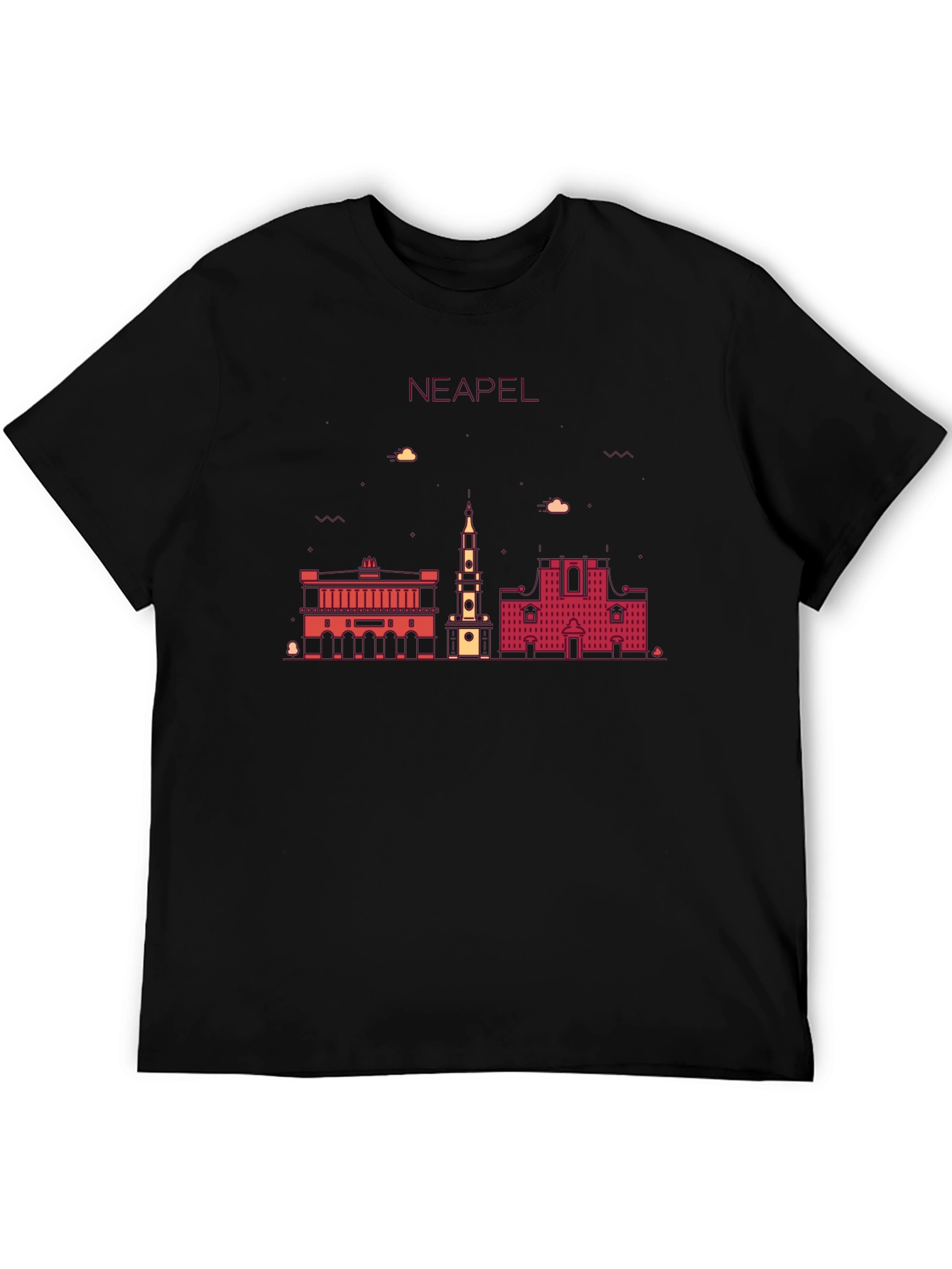 Black Neapel Skyline T-Shirt, Men's Black Graphic Tee view 5