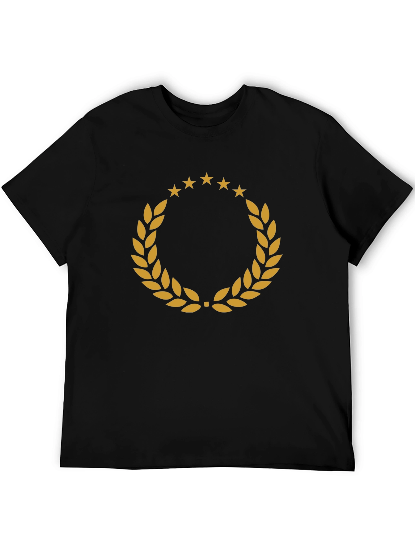 Black Stylish Laurel Wreath Graphic Tee - Classic Design view 5