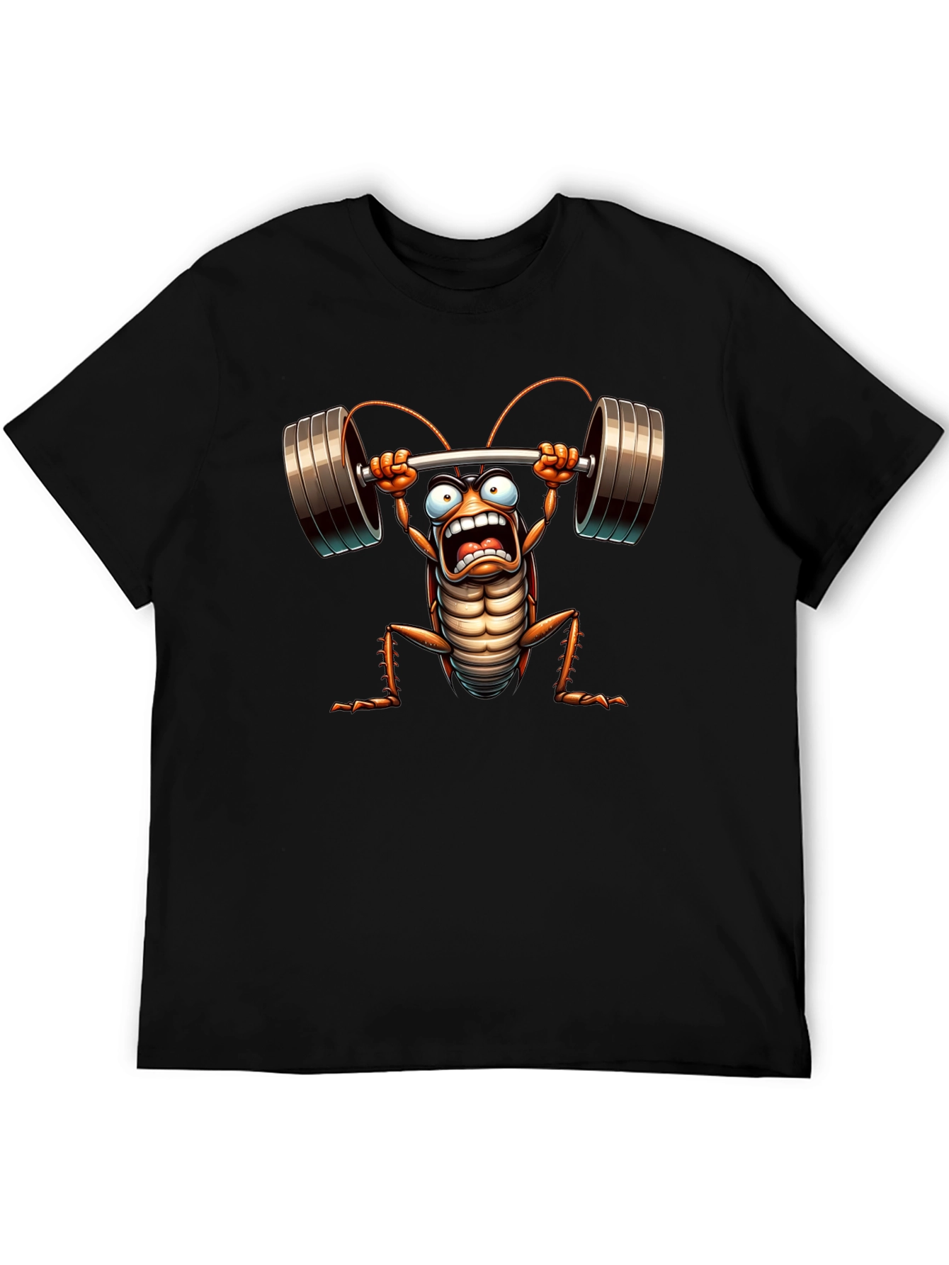Black Gym Cockroach T-Shirt - Funny Workout Tee view 5