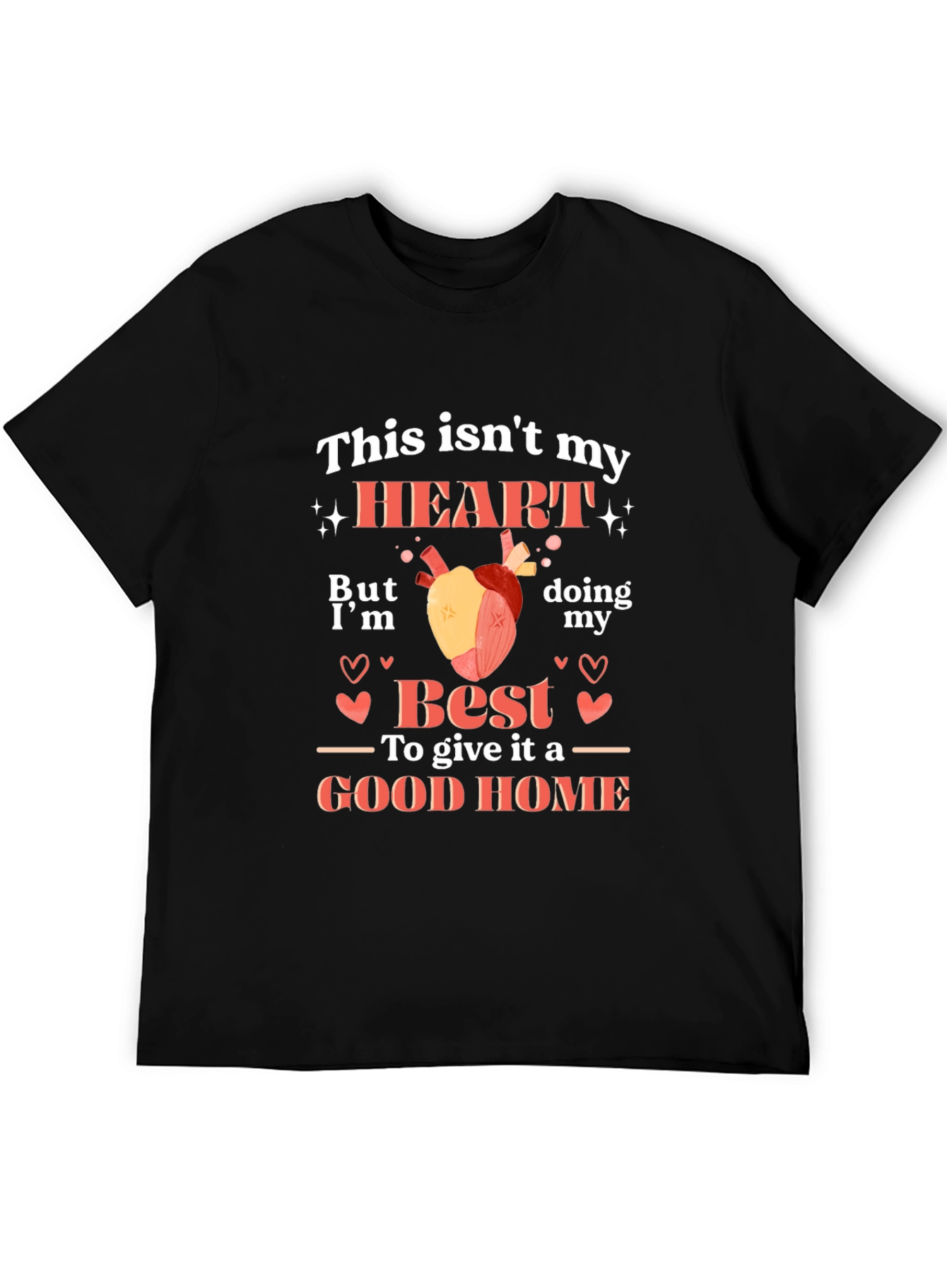 Black Funny Heart Transplant T-Shirt view 5