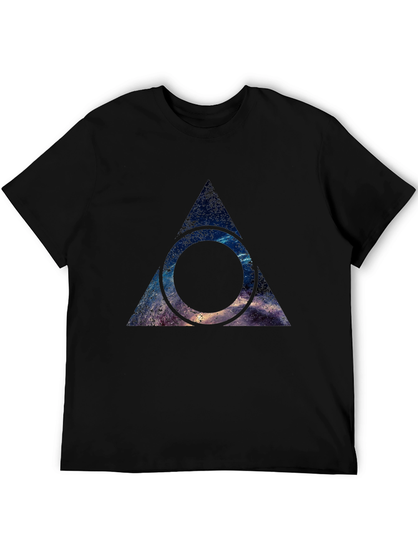 Black Galaxy Deathly Hallows T-Shirt - Black Cotton Blend view 5