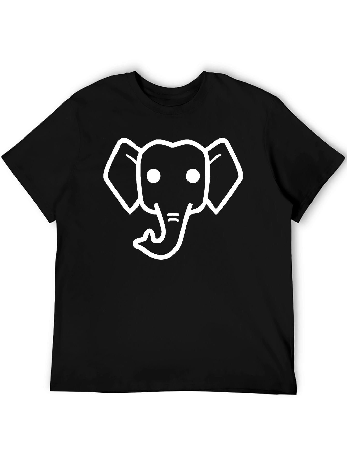 Black Elephant Outline Black T-Shirt - Classic Tee view 5