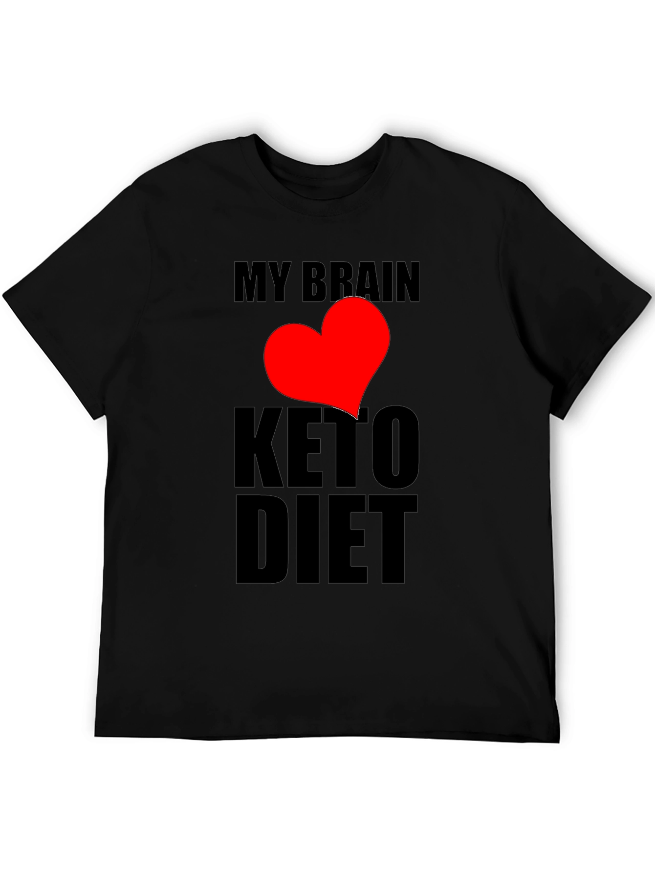 Black My Brain Loves Keto Diet Black T-Shirt view 5