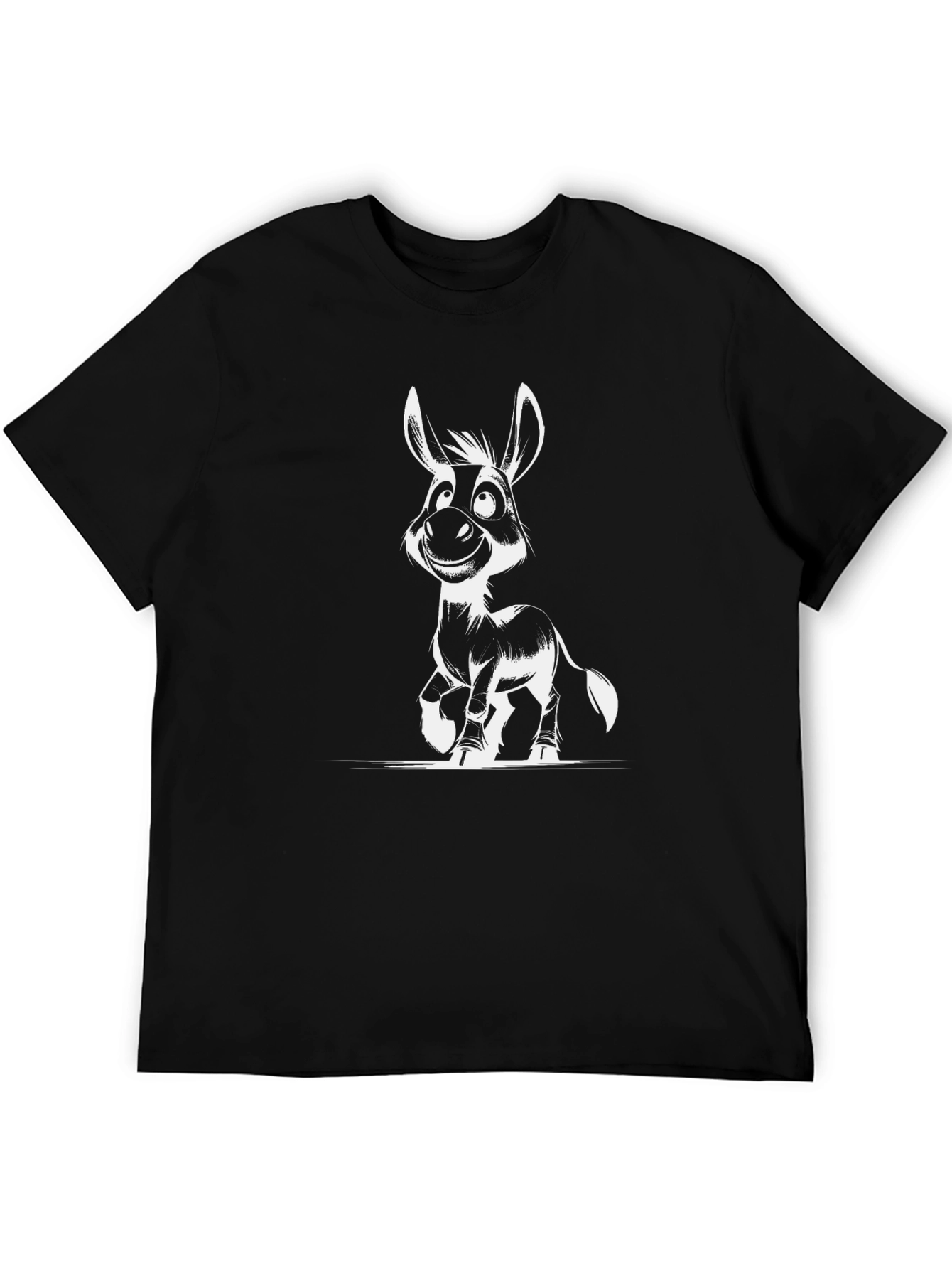 Black Donkey Cartoon Graphic Black T-Shirt view 5