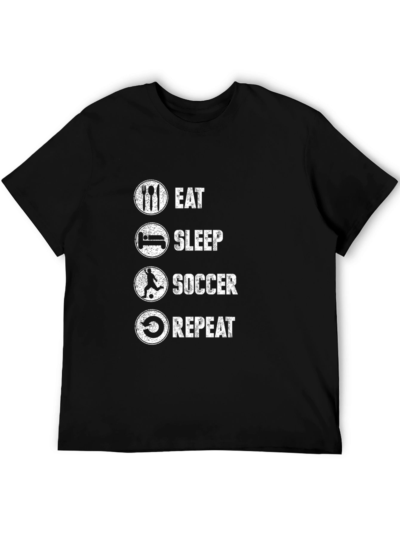 Black Eat Sleep Soccer Repeat Black Graphic T-Shirt view 5